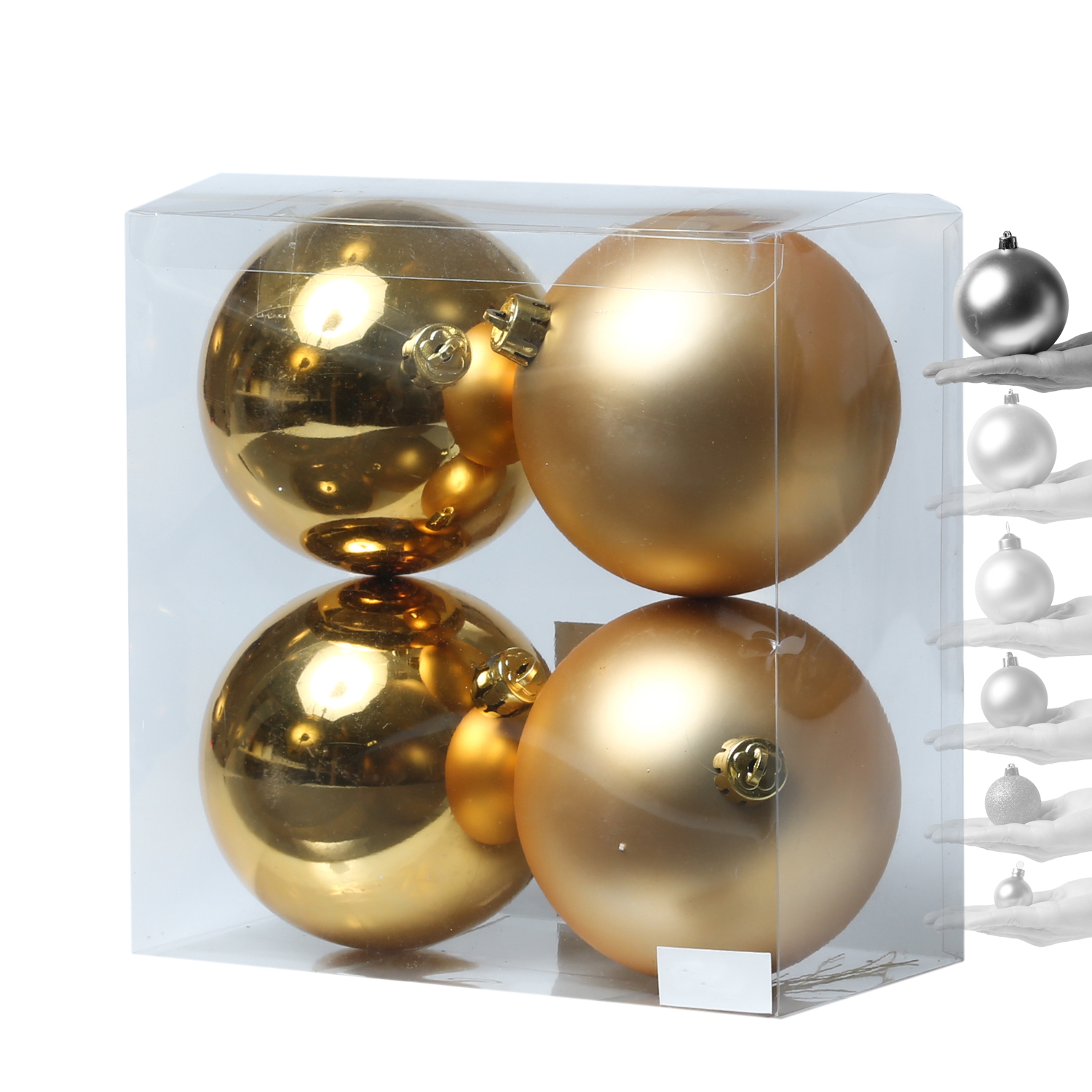 Christbaumkugel - Weihnachtsbaumkugel - bruchfest - D: 10cm - glänzend und matt - gold - 4er Set