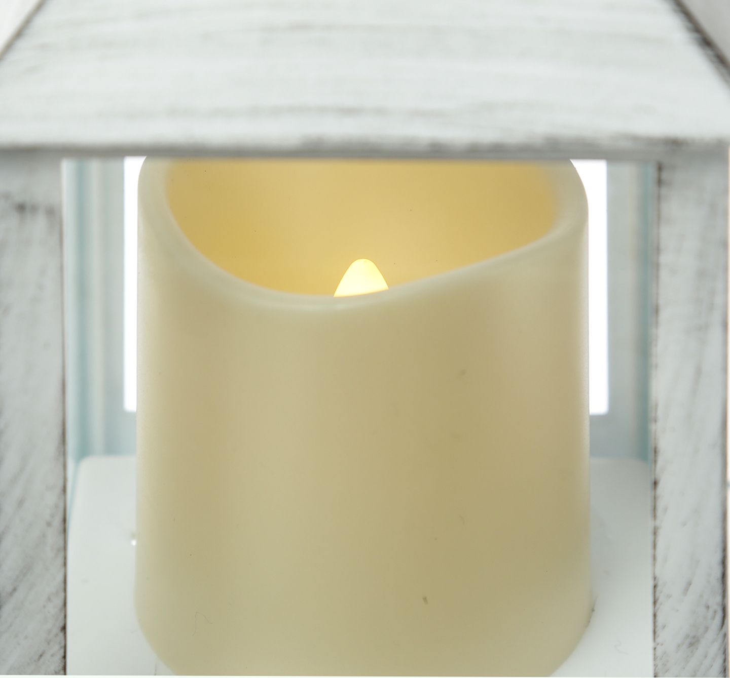 LED Laterne mit Kerze - warmweiß flackernde LED - H: 23cm - Batteriebetrieb - weiß