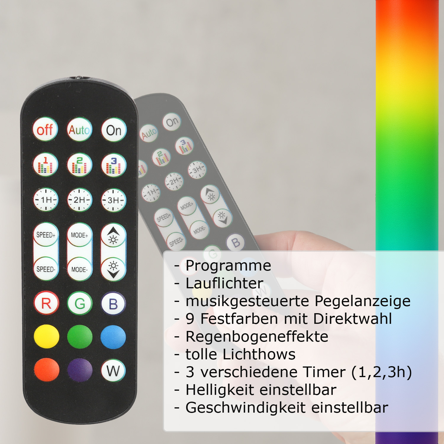 LED COLOR TUBE RAINBOW Lichtsäule - 1m - RGB Farbwechsel - Fernbedienung
