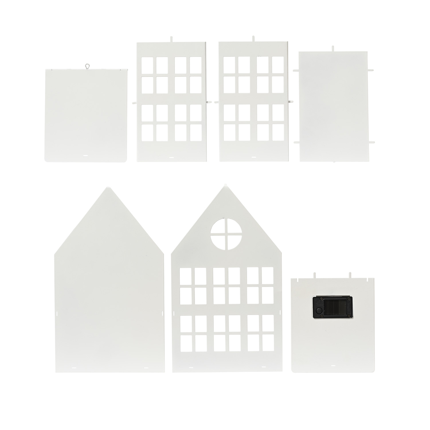 LED Solar Haus - Lichthaus - DIY  Laterne - warmweiße LED - Dämmerungssensor - H: 28cm - weiß LED Solar Haus - Lichthaus - DIY  Laterne - warmweiße LED - Dämmerungssensor - H: 28cm - weiß