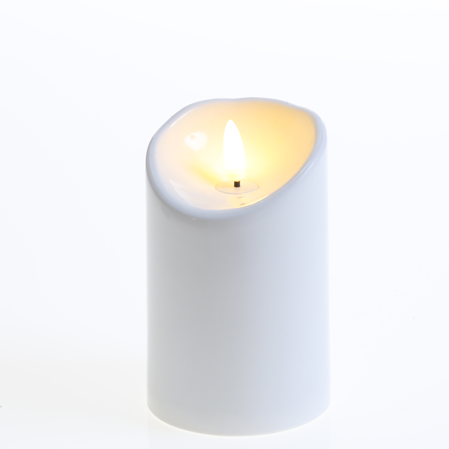 LED Kerze 3D Flamme - Kunststoff - flackernd - H: 12,5cm - D: 7,5cm - Timer - für Außen - weiß LED Kerze 3D Flamme - Kunststoff - flackernd - H: 12,5cm - D: 7,5cm - Timer - für Außen - weiß