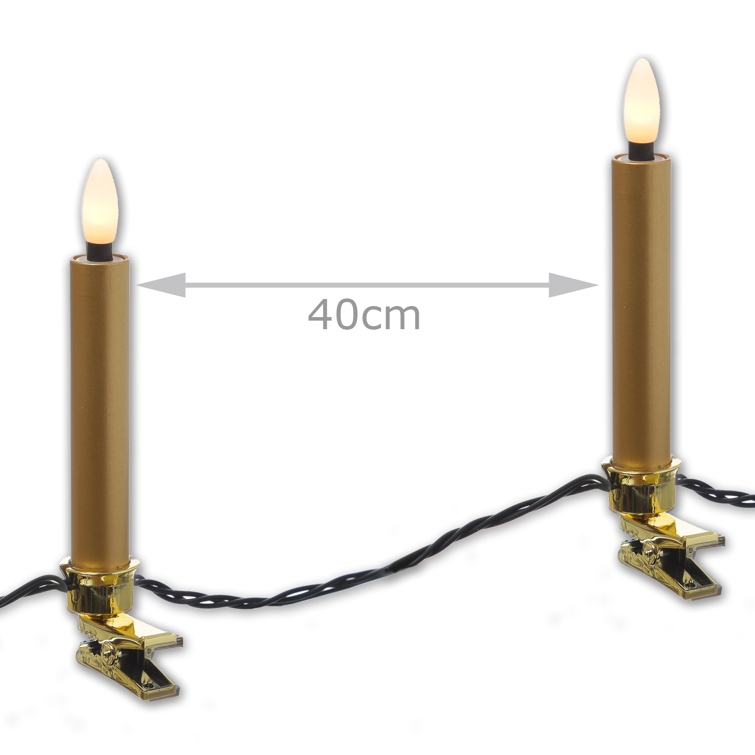 LED Kerzenlichterkette - 20 Christbaumkerzen - Weihnachtsbaumlichterkette - L: 9,5m - Innen/Außen