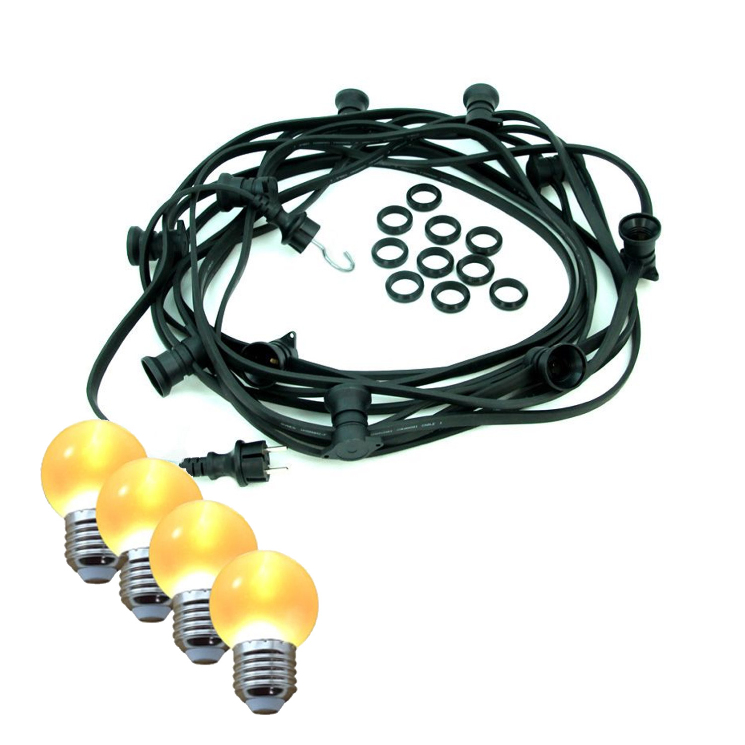 Illu-/Partylichterkette BLACKY 10m - Außenlichterkette schwarz - 10 ultra-warmweiße LED Kugeln Illu-/Partylichterkette BLACKY 10m - Außenlichterkette schwarz - 10 ultra-warmweiße LED Kugeln