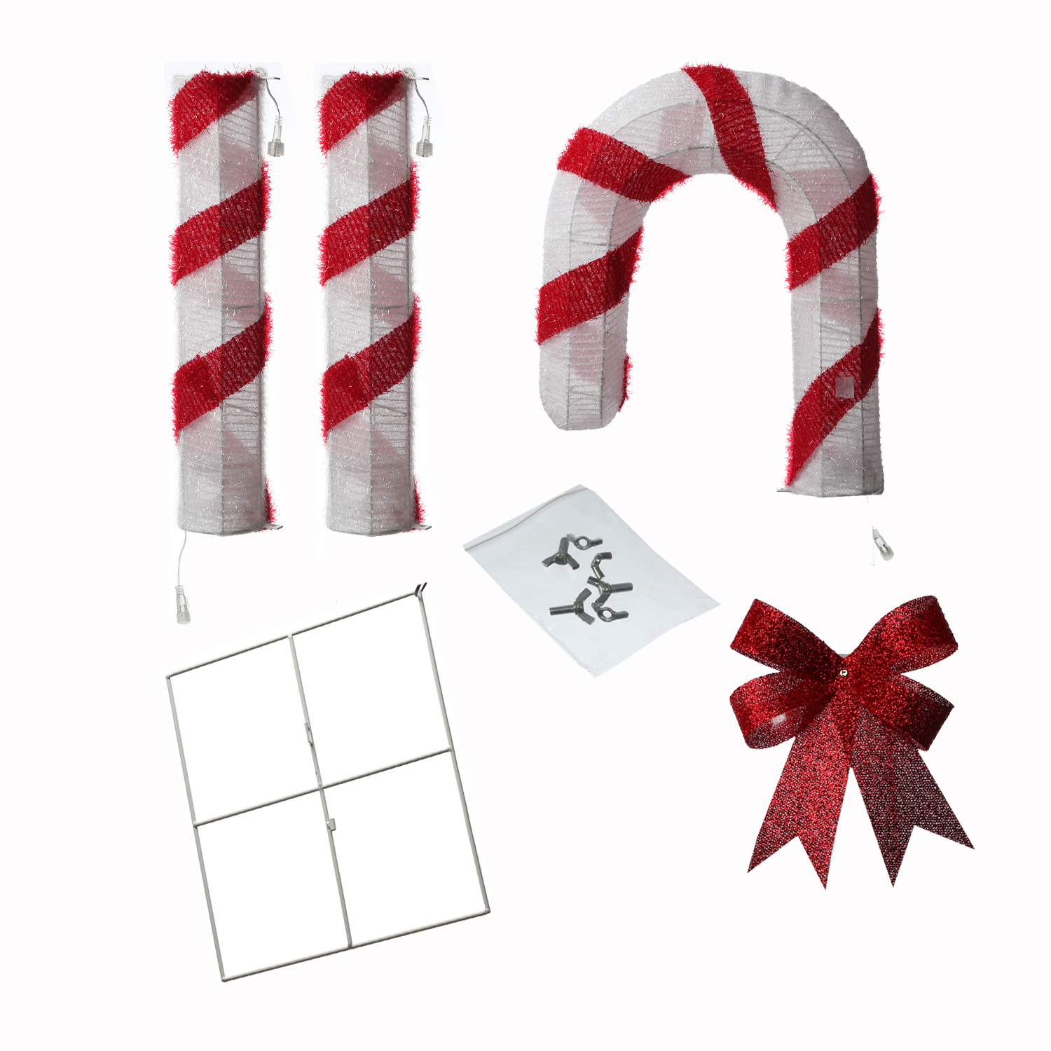 LED Zuckerstange mit Schleife - 78 warmweiße LED - H: 1,5m - Timer - inkl. Trafo - für Außen