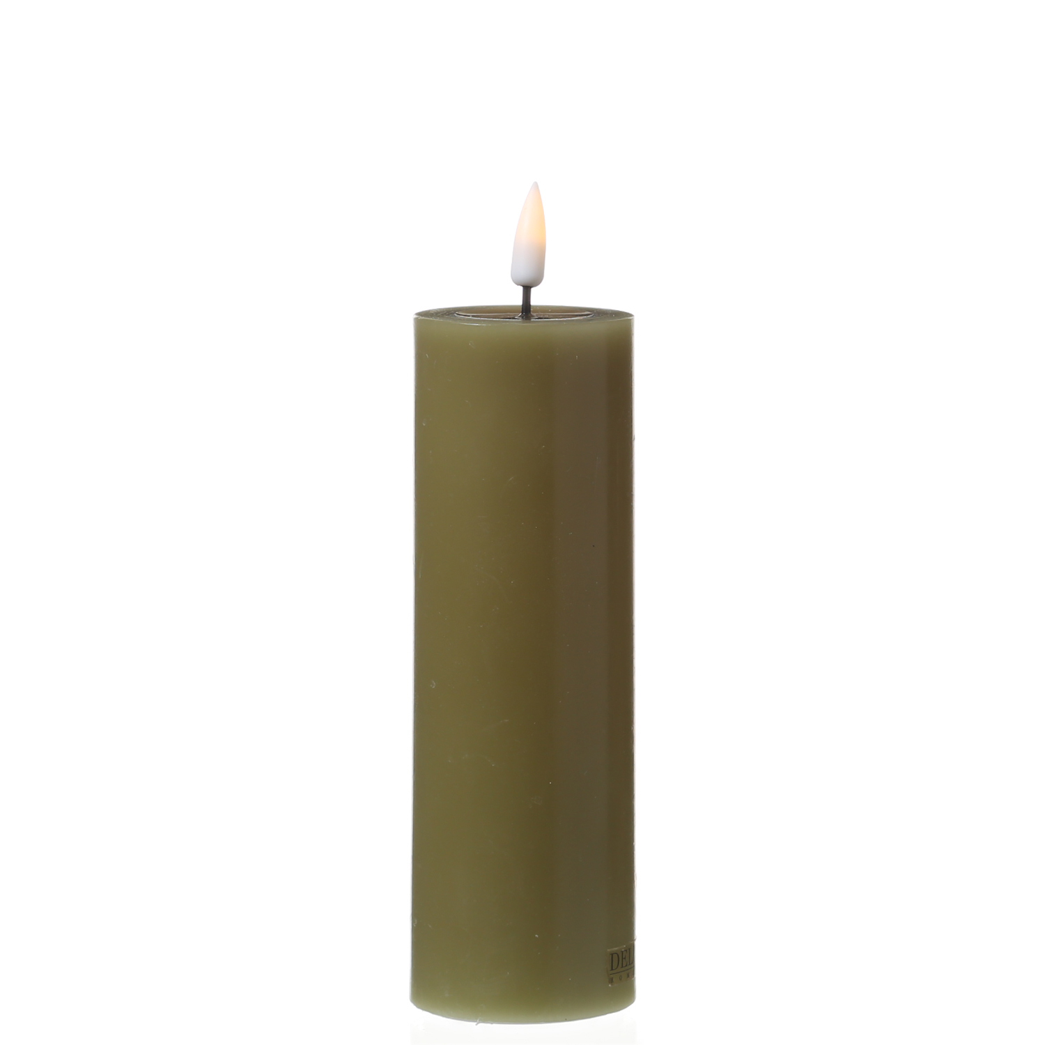 LED Stumpenkerze MIA - Echtwachs - realistische 3D Flamme - H: 15cm - D: 5cm - olivgrün LED Stumpenkerze MIA - Echtwachs - realistische 3D Flamme - H: 15cm - D: 5cm - olivgrün