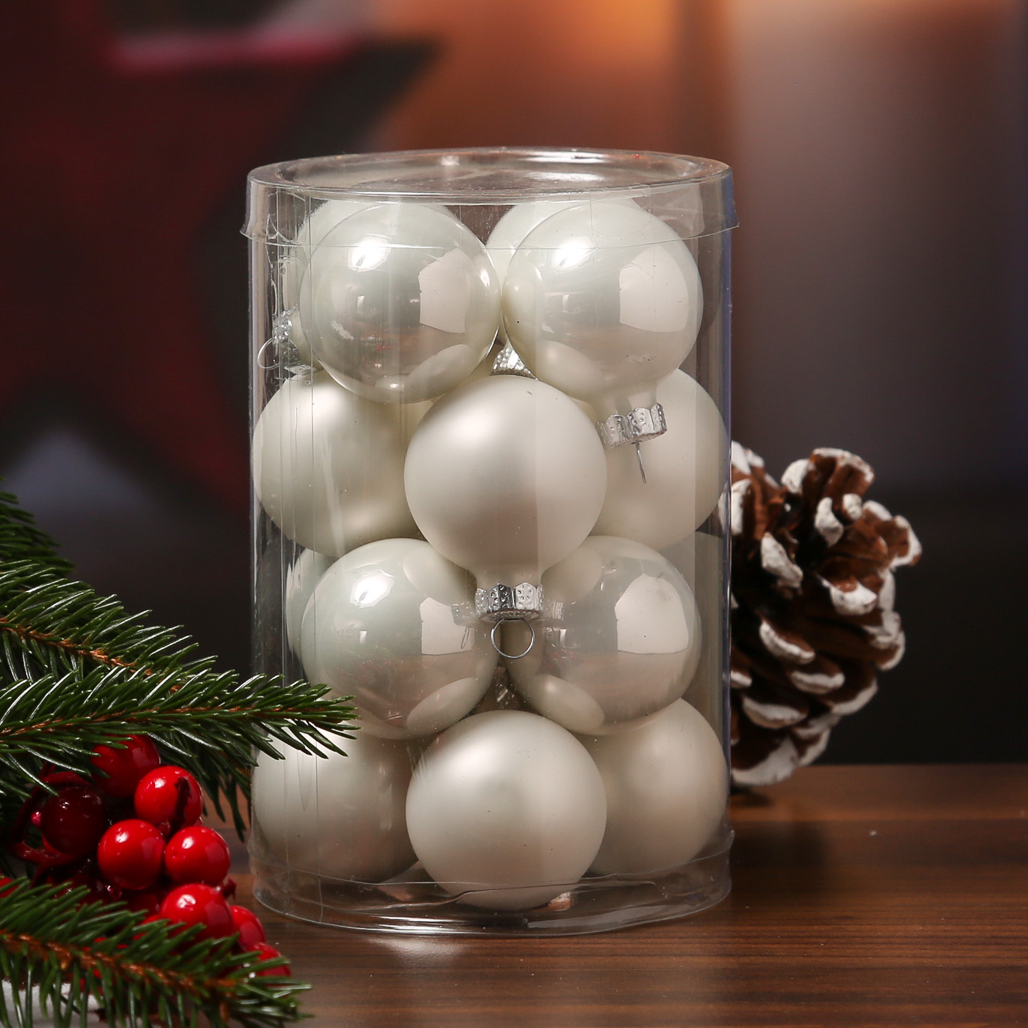 Christbaumkugel - Glas - D: 3,5cm - glänzend und matt - weiß - 16er Set Christbaumkugel - Glas - D: 3,5cm - glänzend und matt - weiß - 16er Set