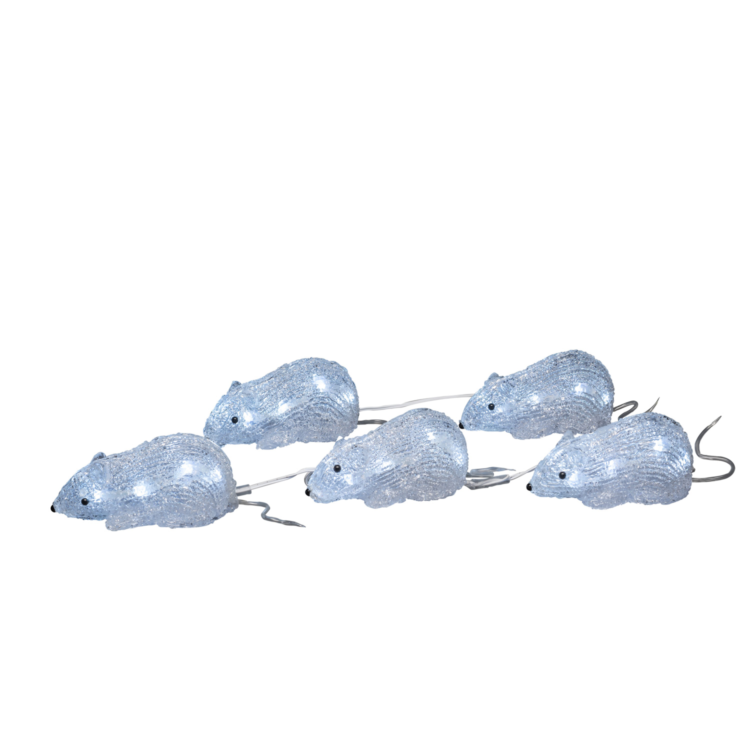 LED Lichterkette Acryl Mäuse - 5 Leuchtfiguren - 40 kaltweiße LED - Trafo - für Außen LED Lichterkette Acryl Mäuse - 5 Leuchtfiguren - 40 kaltweiße LED - Trafo - für Außen