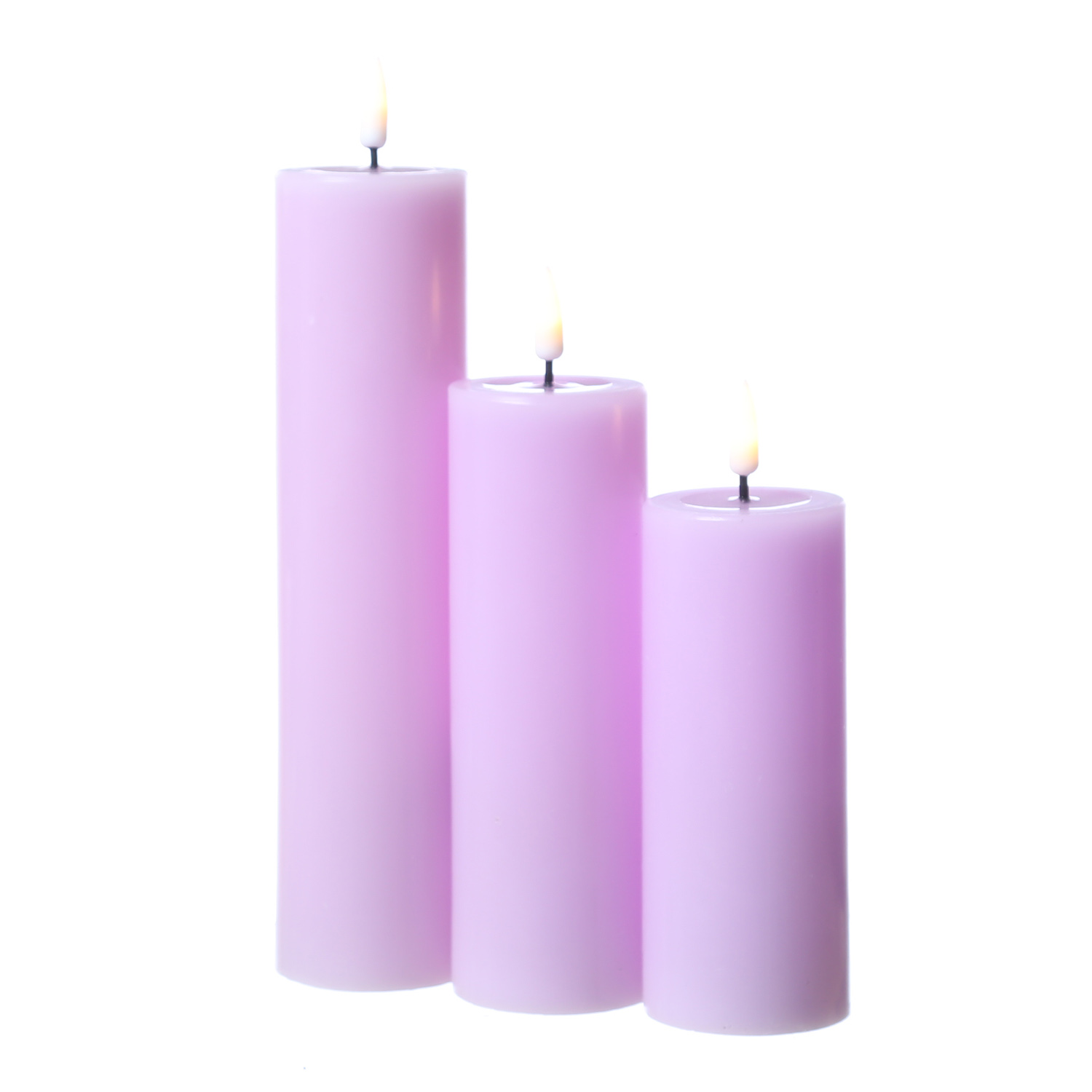 LED Stumpenkerze MIA - Echtwachs - realistische 3D Flamme - H: 15cm - D: 5cm - lavendel LED Stumpenkerze MIA - Echtwachs - realistische 3D Flamme - H: 15cm - D: 5cm - lavendel