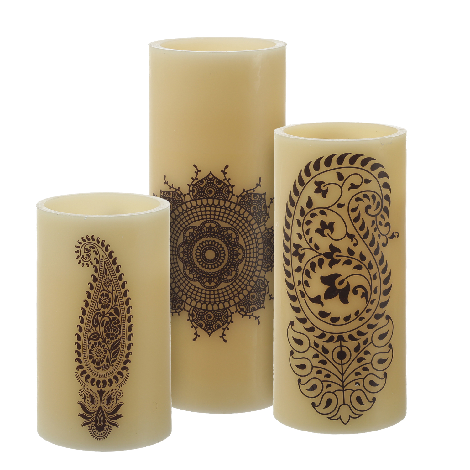 XXL LED Kerze Ornament - Echtwachs - flackernde LED - Timer - H: 20m - D: 12cm - creme