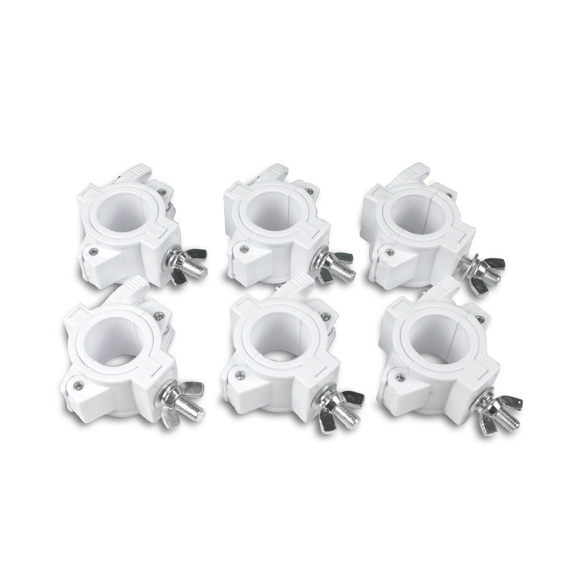 FLEXI CLAMP Set weiß (6 Stück) - Kunststoff-Klammer f. Traversen, Half-Coupler 50/35mm FLEXI CLAMP Set weiß (6 Stück) - Kunststoff-Klammer f. Traversen, Half-Coupler 50/35mm