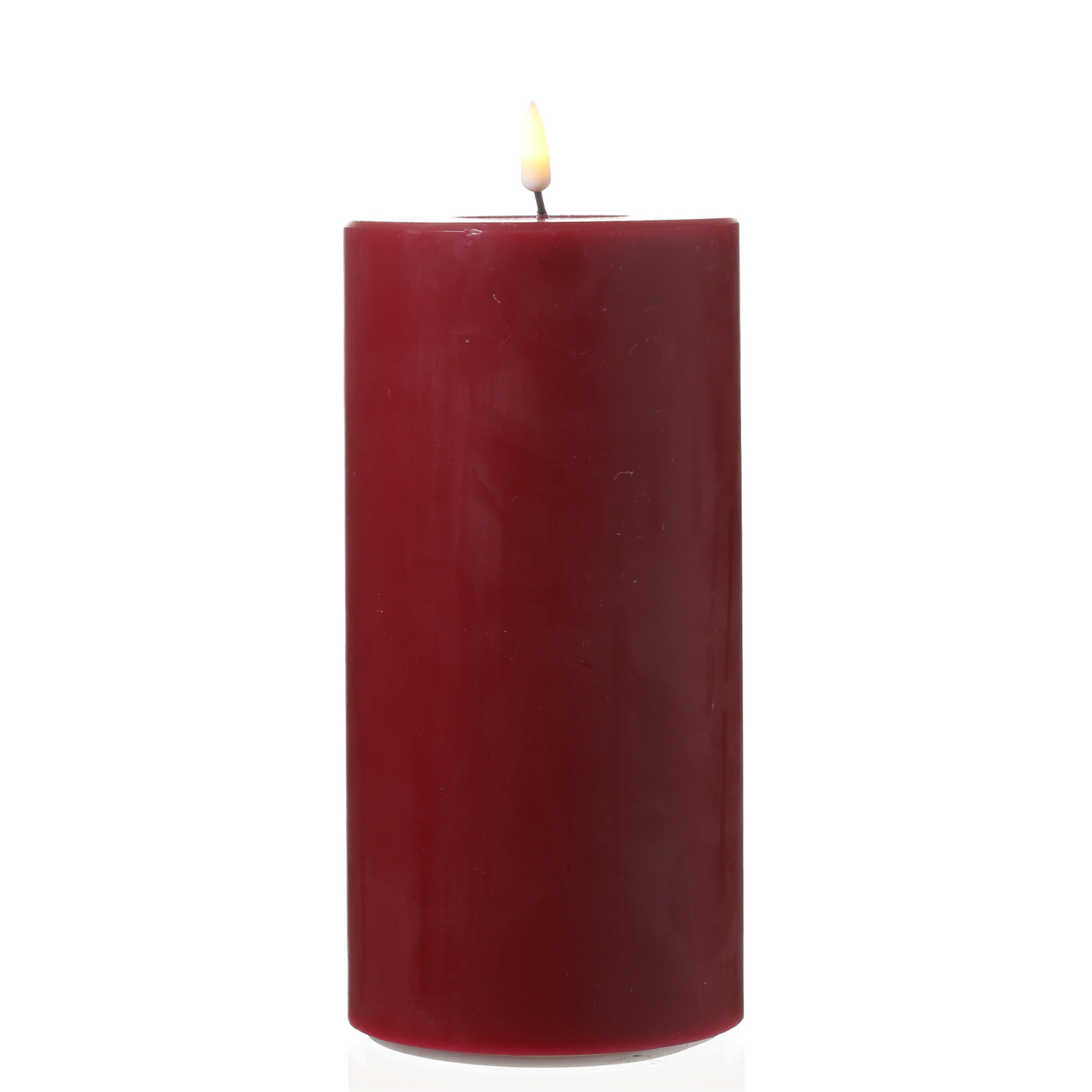 LED Stumpenkerze MIA - Echtwachs - realistische 3D Flamme - H: 20cm - D: 10cm - bordeauxrot LED Stumpenkerze MIA - Echtwachs - realistische 3D Flamme - H: 20cm - D: 10cm - bordeauxrot