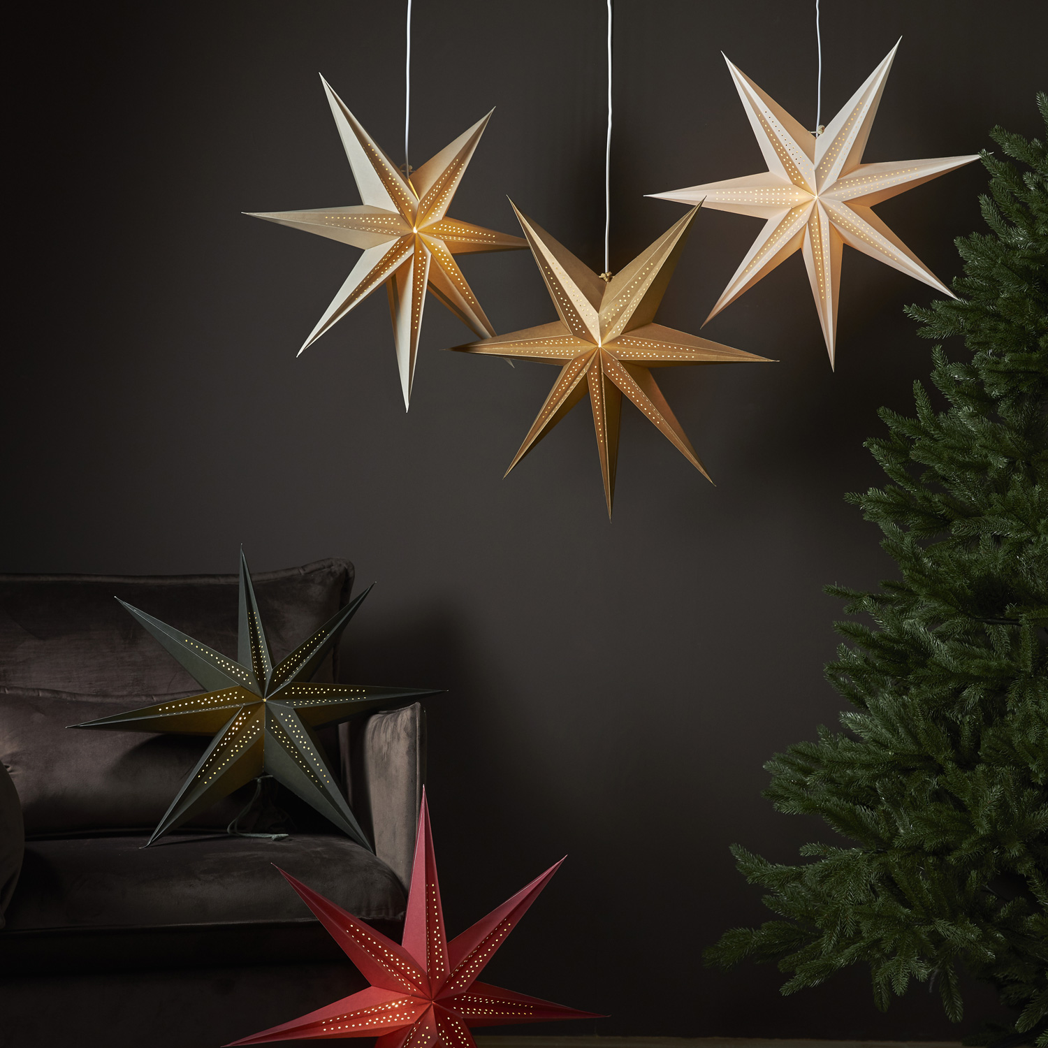 Papierstern POINT - hängend - 7-zackig - D: 60cm - creme Papierstern POINT - hängend - 7-zackig - D: 60cm - creme