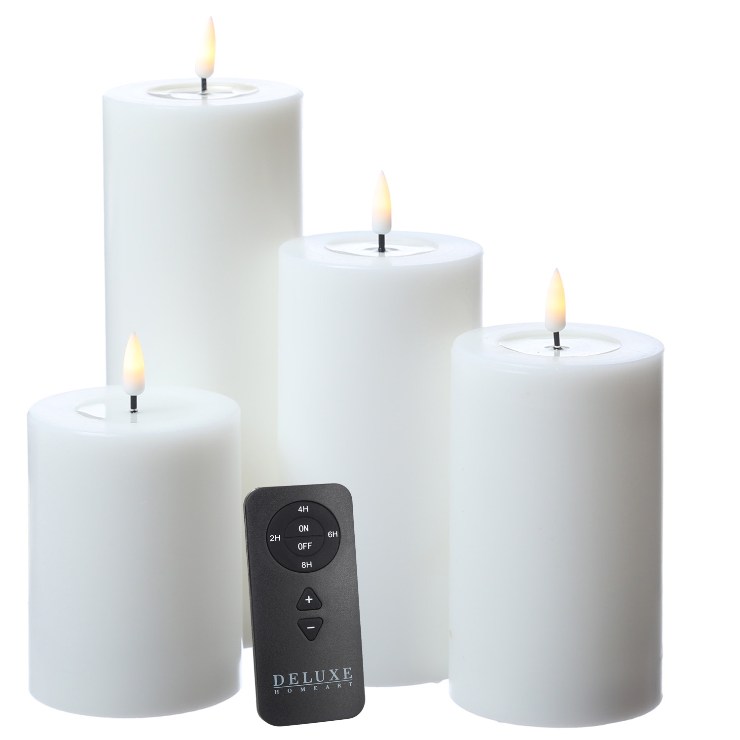 LED Kerzenset MIA - Echtwachs - 4 Größen - inkl. Batterien und Fernbedienung - weiß - 4er Set LED Kerzenset MIA - Echtwachs - 4 Größen - inkl. Batterien und Fernbedienung - weiß - 4er Set