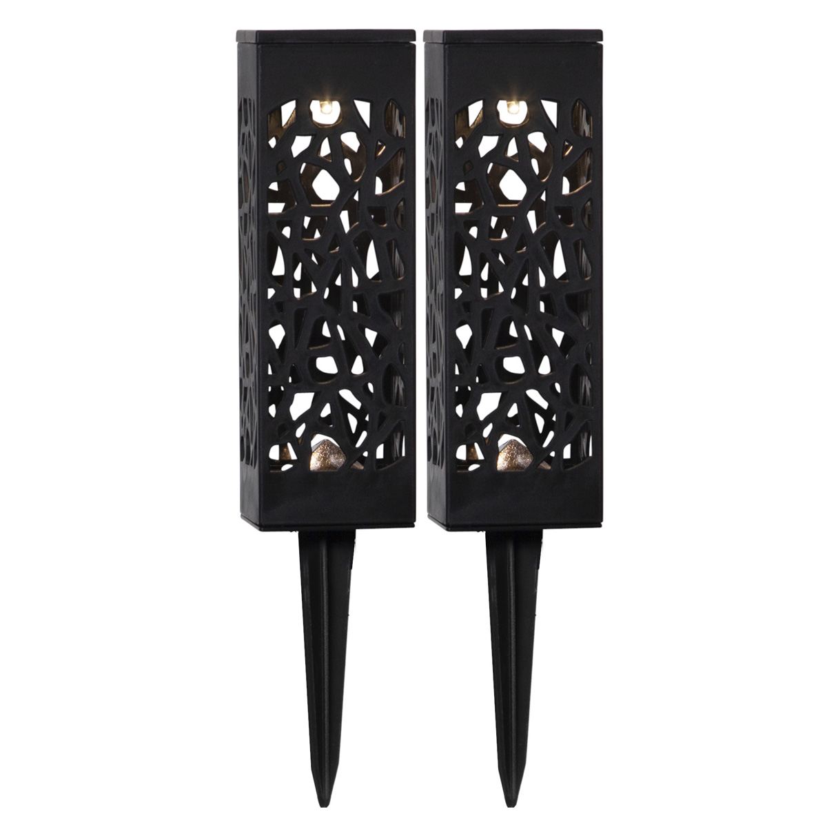 LED Solar Wegleuchte - warmweiße LED - H: 18cm -  Dämmerungssensor - schwarz - 2er Set LED Solar Wegleuchte - warmweiße LED - H: 18cm -  Dämmerungssensor - schwarz - 2er Set