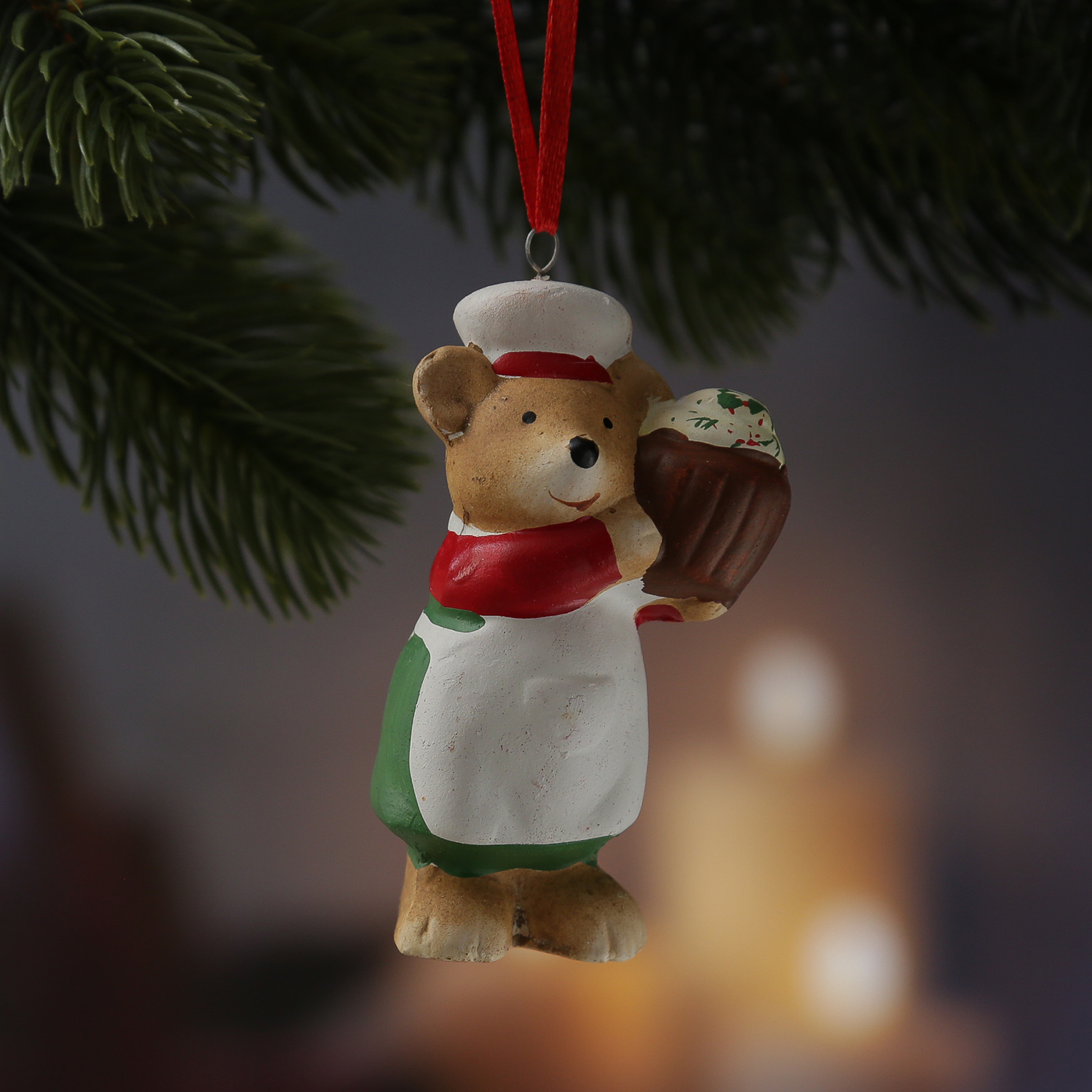 Weihnachtsbaumschmuck Maus mit Törtchen - Christbaumschmuck - Polyresin - H: 8cm Weihnachtsbaumschmuck Maus mit Törtchen - Christbaumschmuck - Polyresin - H: 8cm