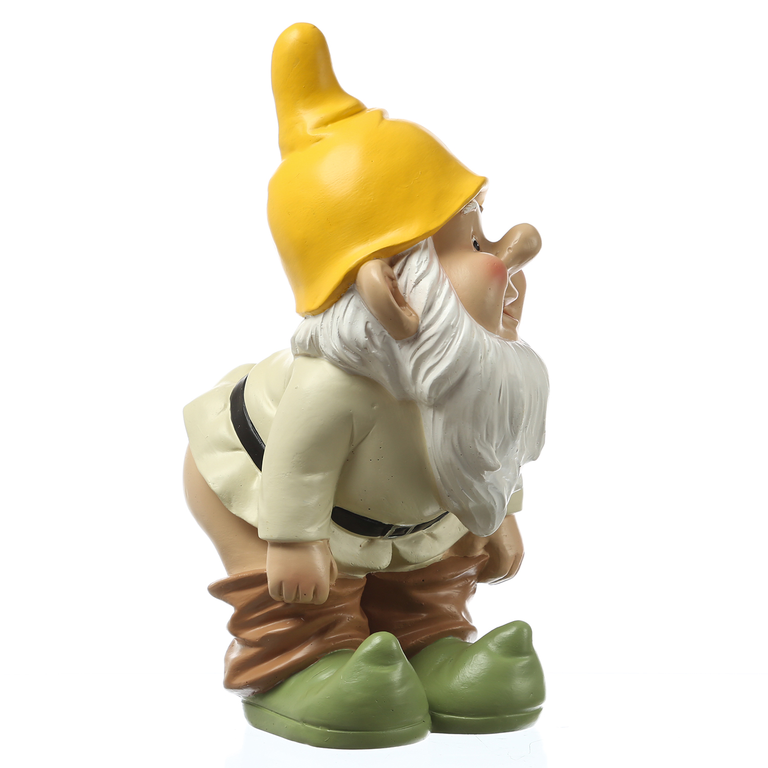 Gartenzwerg Hose Runter mit Raupe - Frecher Zwerg mit nacktem Po  - Polyresin - H: 27cm