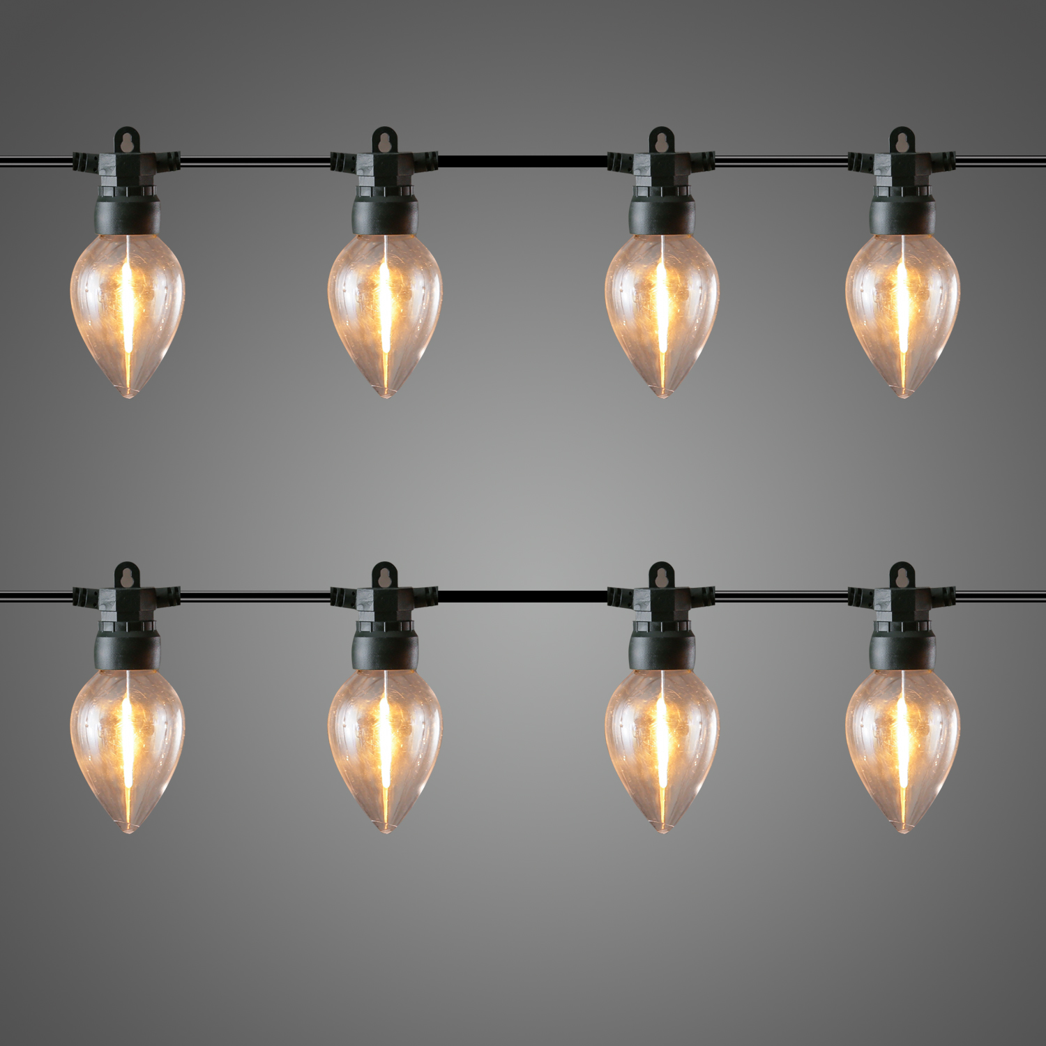 LED Lichterkette mit 8 flackernden Kerzenlampen - Flammeneffekt - L: 3,5m - Timer - für Außen