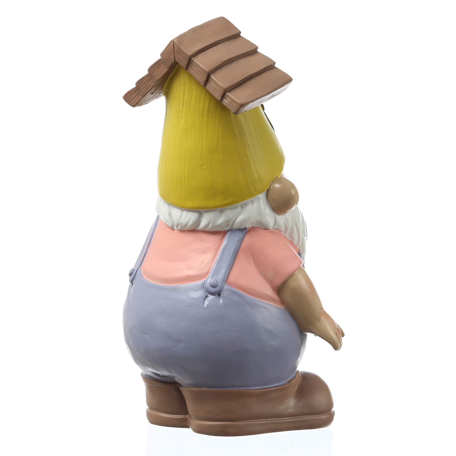 Gartenzwerg mit Vogelhaus-Mütze - Zwerg mit Vögelchen - Gartenfigur aus Polyresin - H: 24,5cm