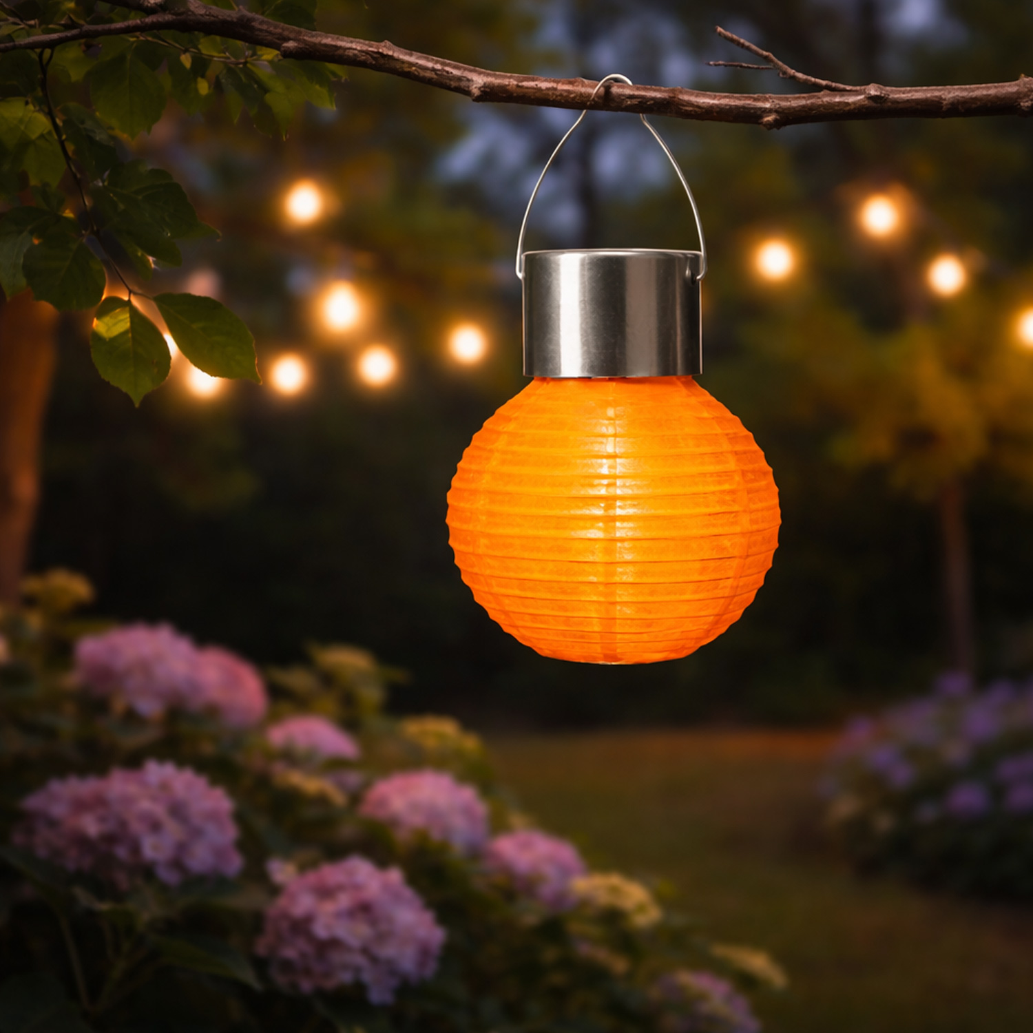 LED Solar Mini Lampions - kaltweiße LED - H: 9,5cm - D: 7cm - Lichtsensor - orange - 4er Set