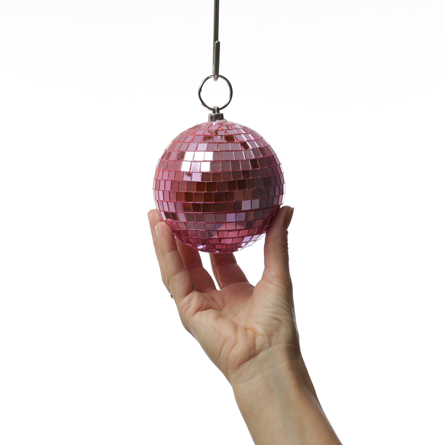 Spiegelkugel 10cm - Discokugel - Echtglas - 7x7mm Spiegel - rosa Spiegelkugel 10cm - Discokugel - Echtglas - 7x7mm Spiegel - rosa