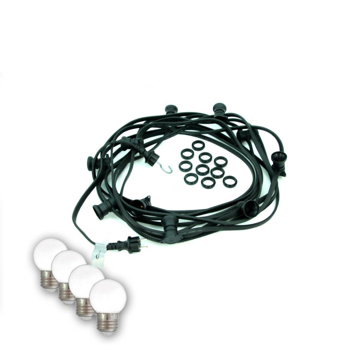 ILLU-Lichterkette BLACKY - 30m - 30xE27 - IP44 - kleine bruchfeste Tropfenlampen hellweiss - SATISFIRE