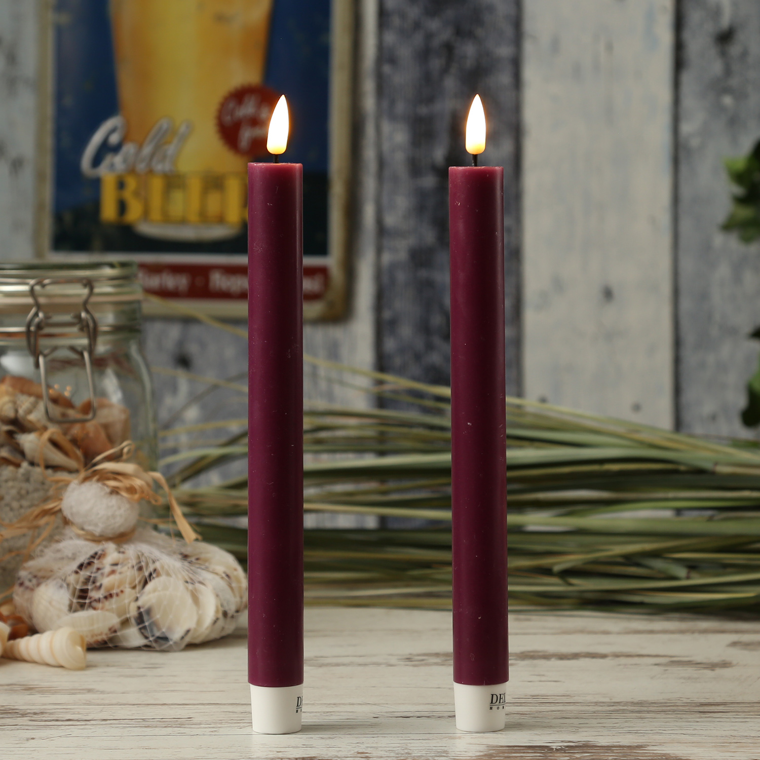 LED Stabkerzen MIA - Echtwachs - realistische 3D Flamme - H: 24cm - beere - 2 Stk LED Stabkerzen MIA - Echtwachs - realistische 3D Flamme - H: 24cm - beere - 2 Stk