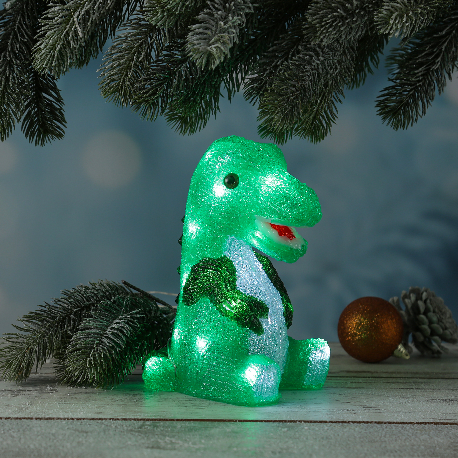 LED Dinosaurier - Acryl Tierfigur - 20 kaltweiße LED - H: 21cm - Timer - Batteriebetrieb - für Außen LED Dinosaurier - Acryl Tierfigur - 20 kaltweiße LED - H: 21cm - Timer - Batteriebetrieb - für Außen