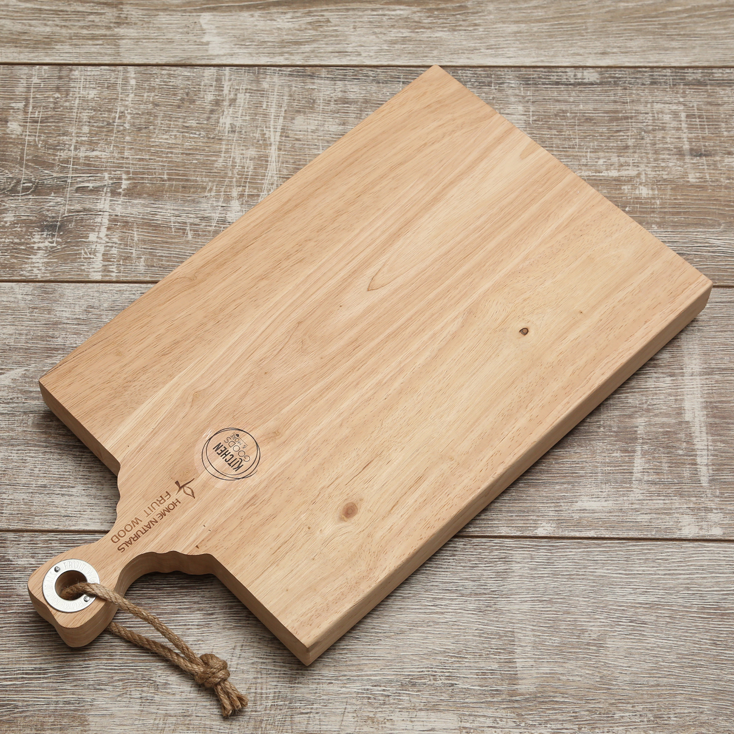 Schneidebrett - Servierbrett - Mangoholz - Kordel - L: 48cm - B: 26,5cm - natur
