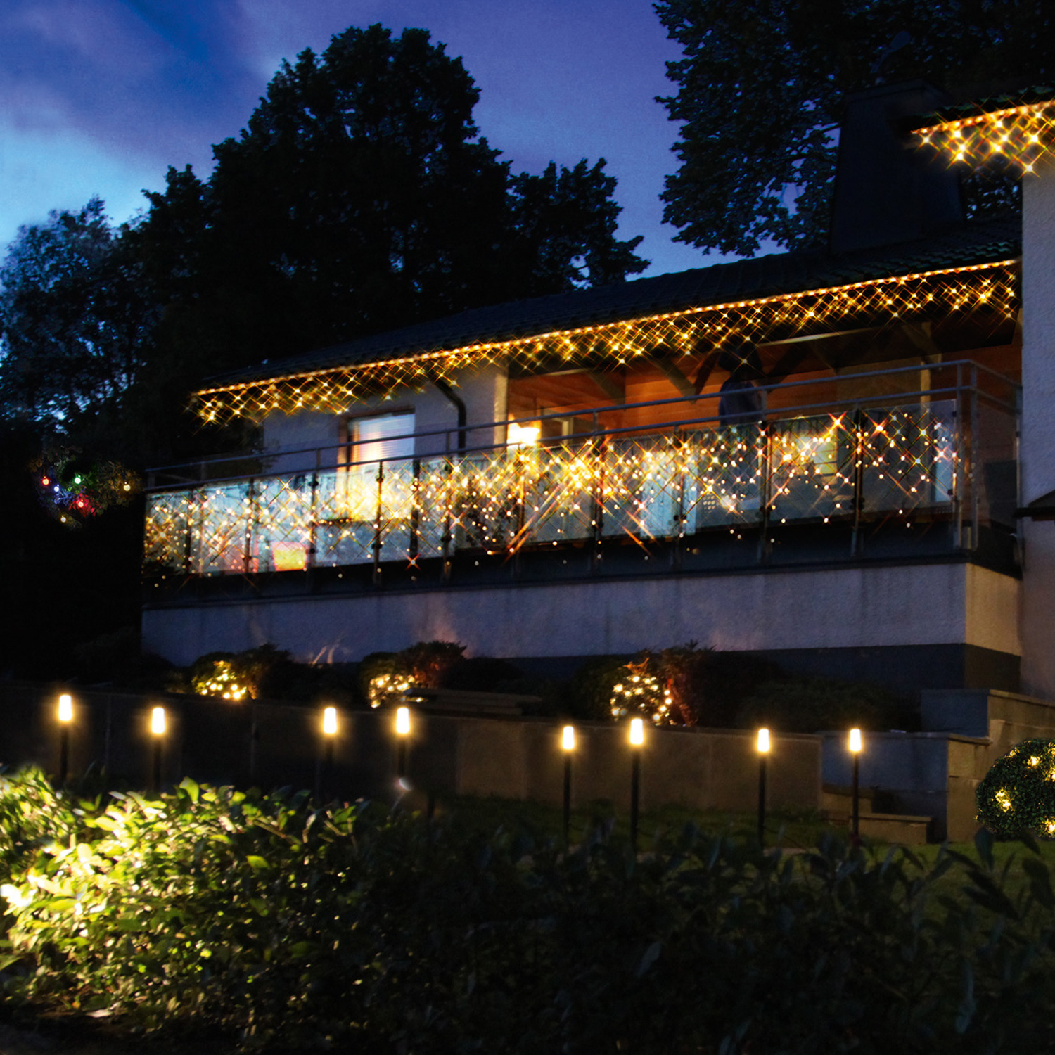 SYSTEM 24 KOMPLETT SET 30m - LED Lichtervorhang Eisregen 30x1m - Icicle für Dachrinne, Terrasse
