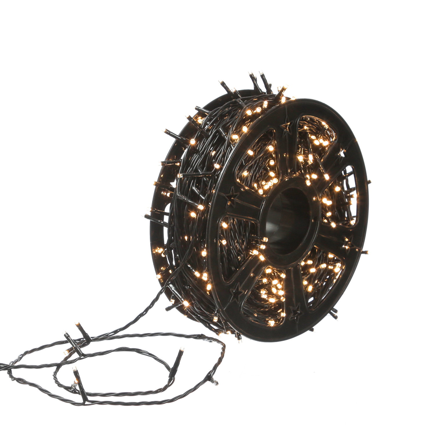 LED Lichterkette auf Kunststoffrad - 500 warmweiße LED - L: 50m - 8 Modi/ Timer - Innen/Außen