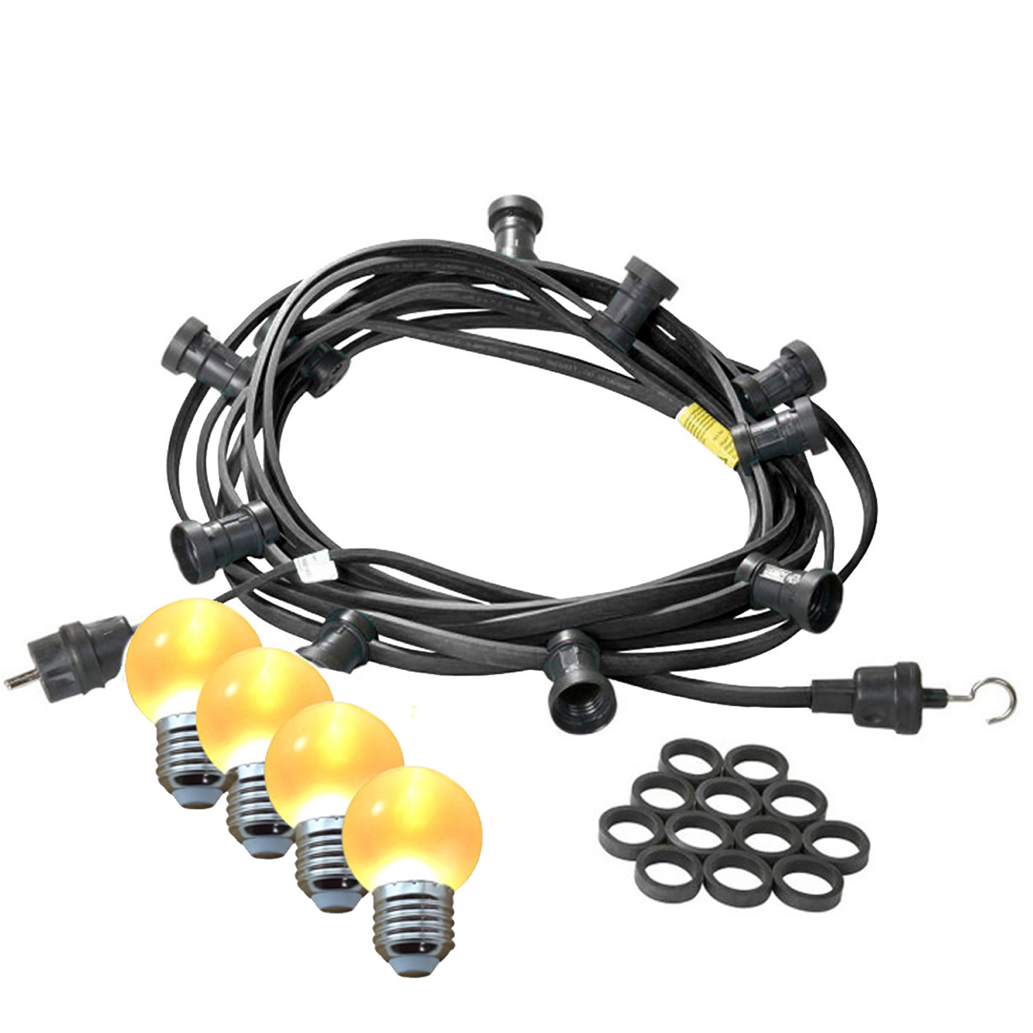 Illu-/Partylichterkette 5m - Außenlichterkette - Made in Germany - 5 ultra-warmweiße LED Kugeln Illu-/Partylichterkette 5m - Außenlichterkette - Made in Germany - 5 ultra-warmweiße LED Kugeln