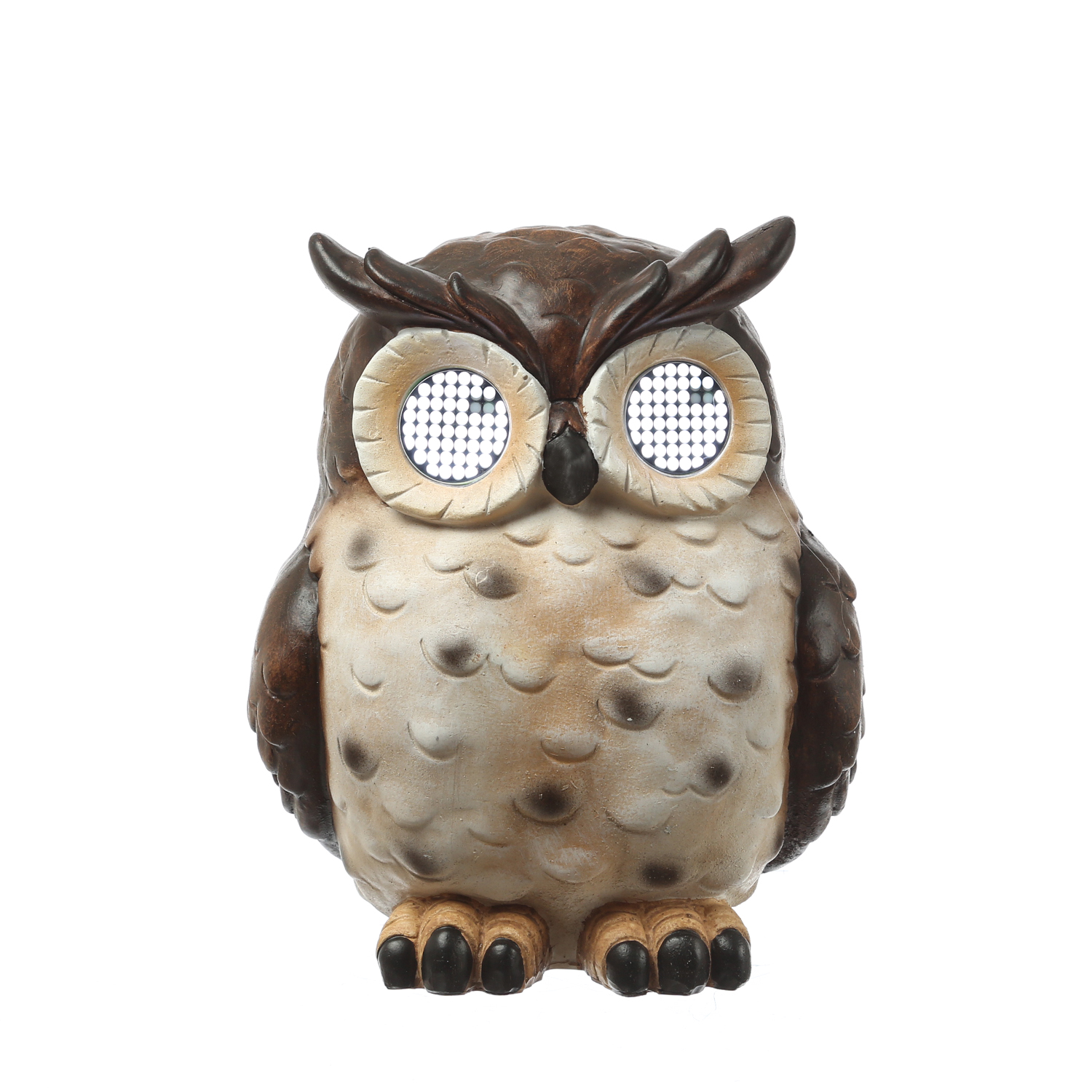 LED Solar Eule mit blizelnden und rollenden Augen - Gartenfigur - H: 23,5cm - Lichtsensor