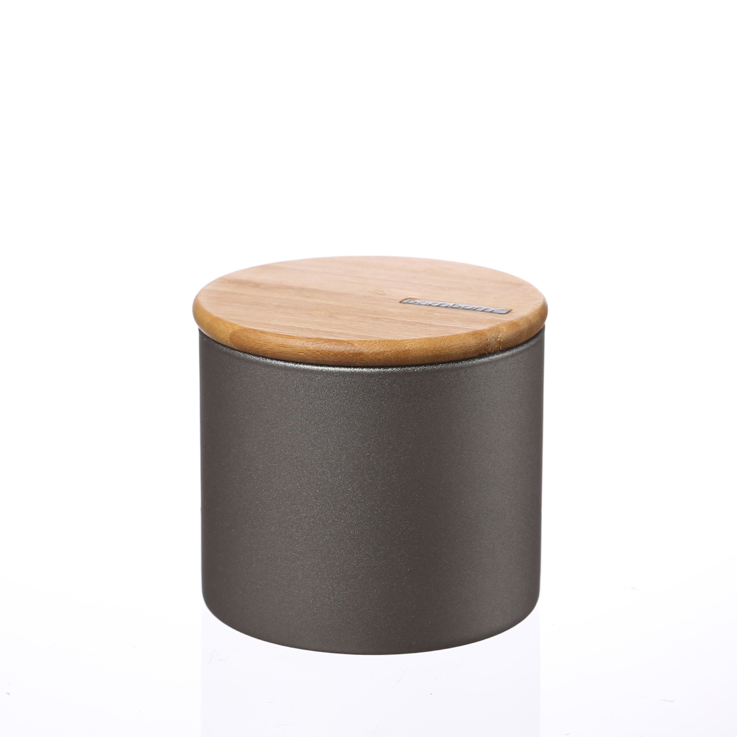 Vorratsdose S - Vorratsglas mit Bambusdeckel - 0,7 Liter - D: 11cm - H: 10cm - grau - 2 Stk.