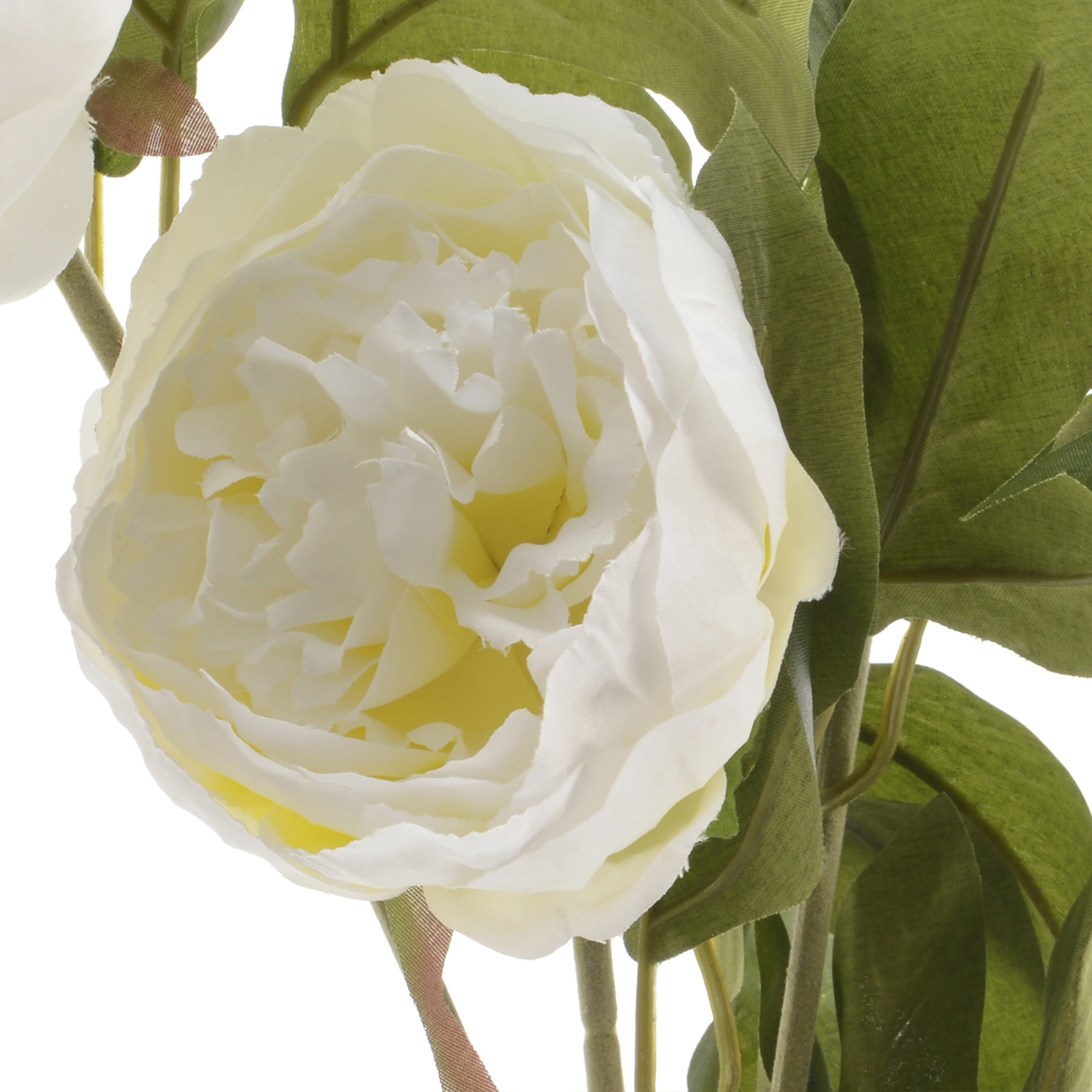 Pfingstrose mit 2 Blüten und Knospe am Stiel - Kunstblume - H: 75cm - weiß Pfingstrose mit 2 Blüten und Knospe am Stiel - Kunstblume - H: 75cm - weiß