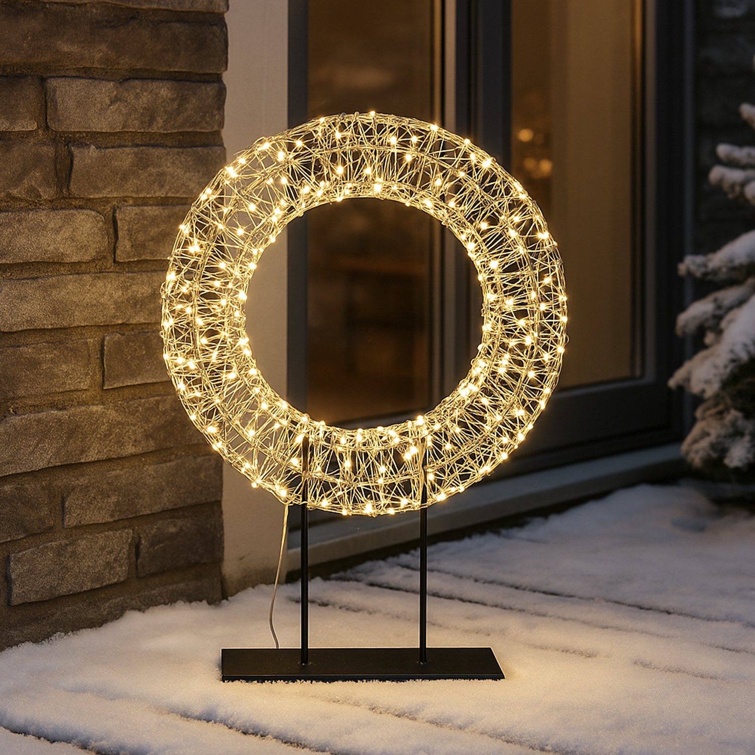 LED Kranz - Leuchtkranz stehend - 500 warmweiße LED - H: 51cm - Timer - für Innen/Außen