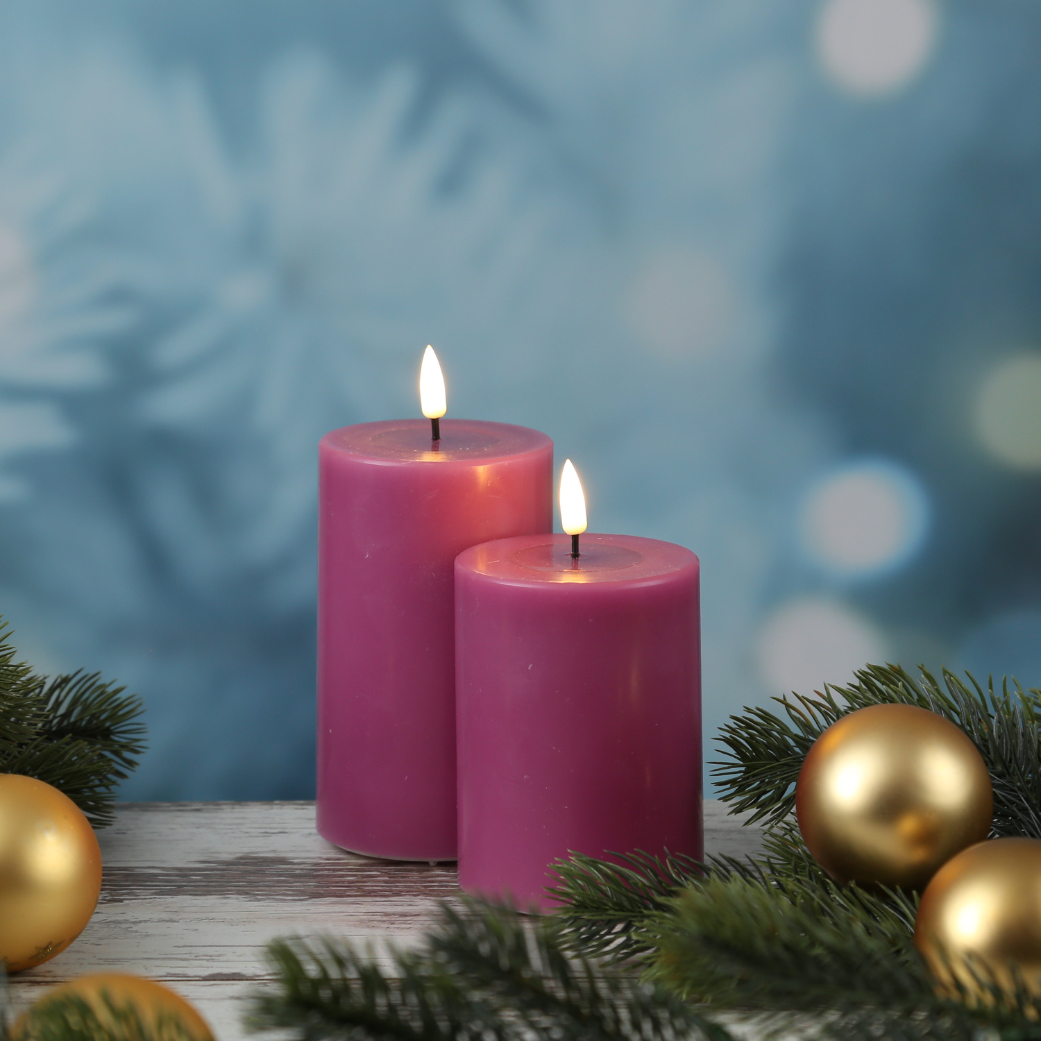 LED Stumpenkerze MIA - Echtwachs - realistische 3D Flamme - H: 10cm - D: 7,5cm - malve LED Stumpenkerze MIA - Echtwachs - realistische 3D Flamme - H: 10cm - D: 7,5cm - malve