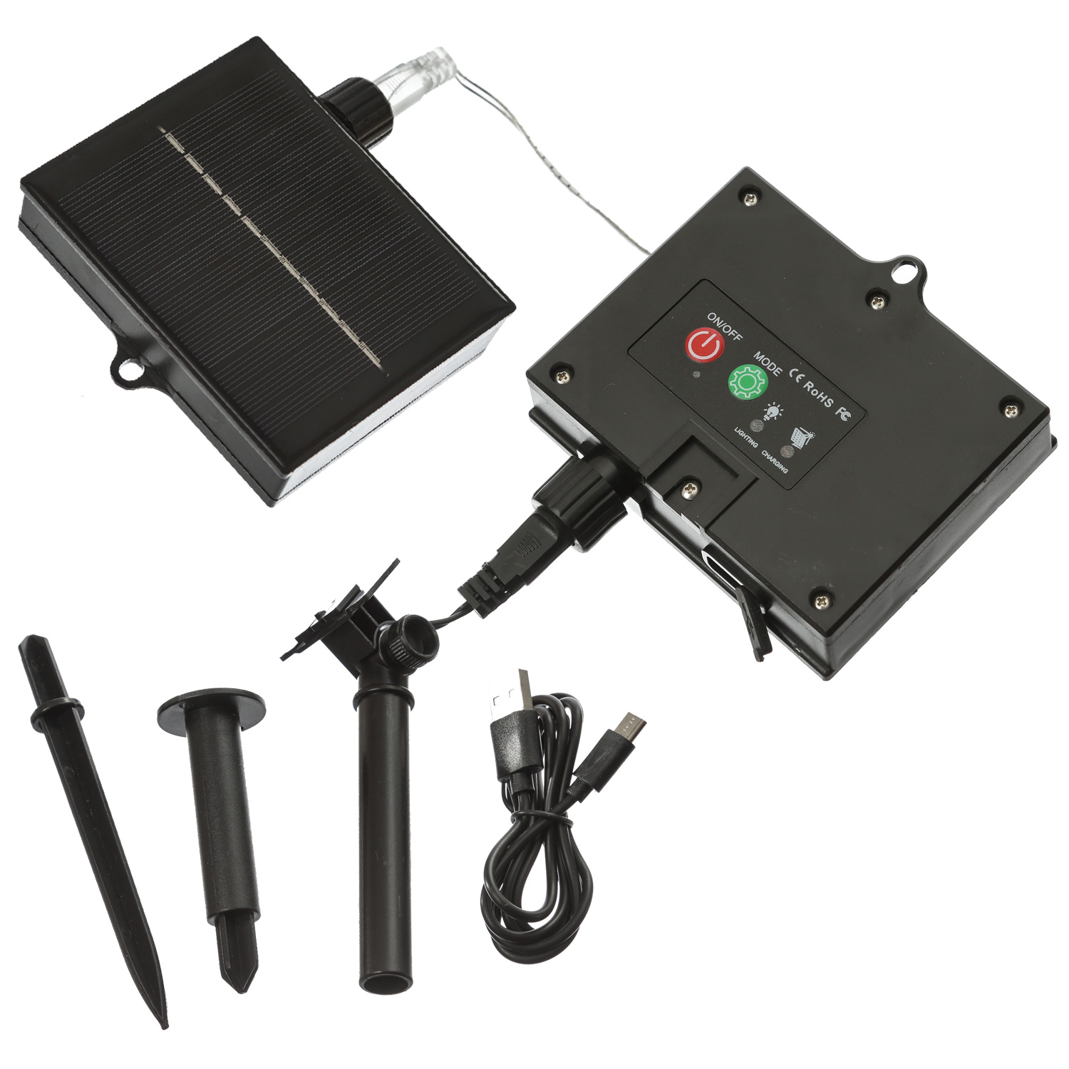 LED Solar Lichterkette - 120 warmweiße LED - 8 Funktionen - L: 9m - per USB aufladbar