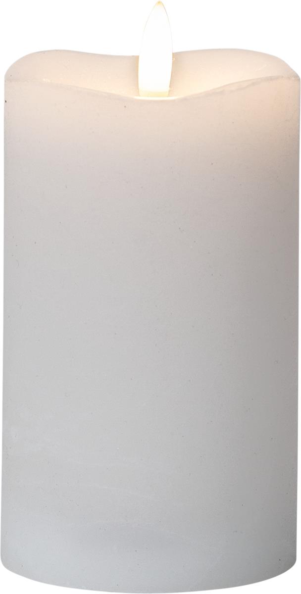 LED Stumpenkerze "Flamme" - Echtwachs - warmweiße Flamme - H: 14cm - Batteriebetrieb - Timer LED Stumpenkerze "Flamme" - Echtwachs - warmweiße Flamme - H: 14cm - Batteriebetrieb - Timer