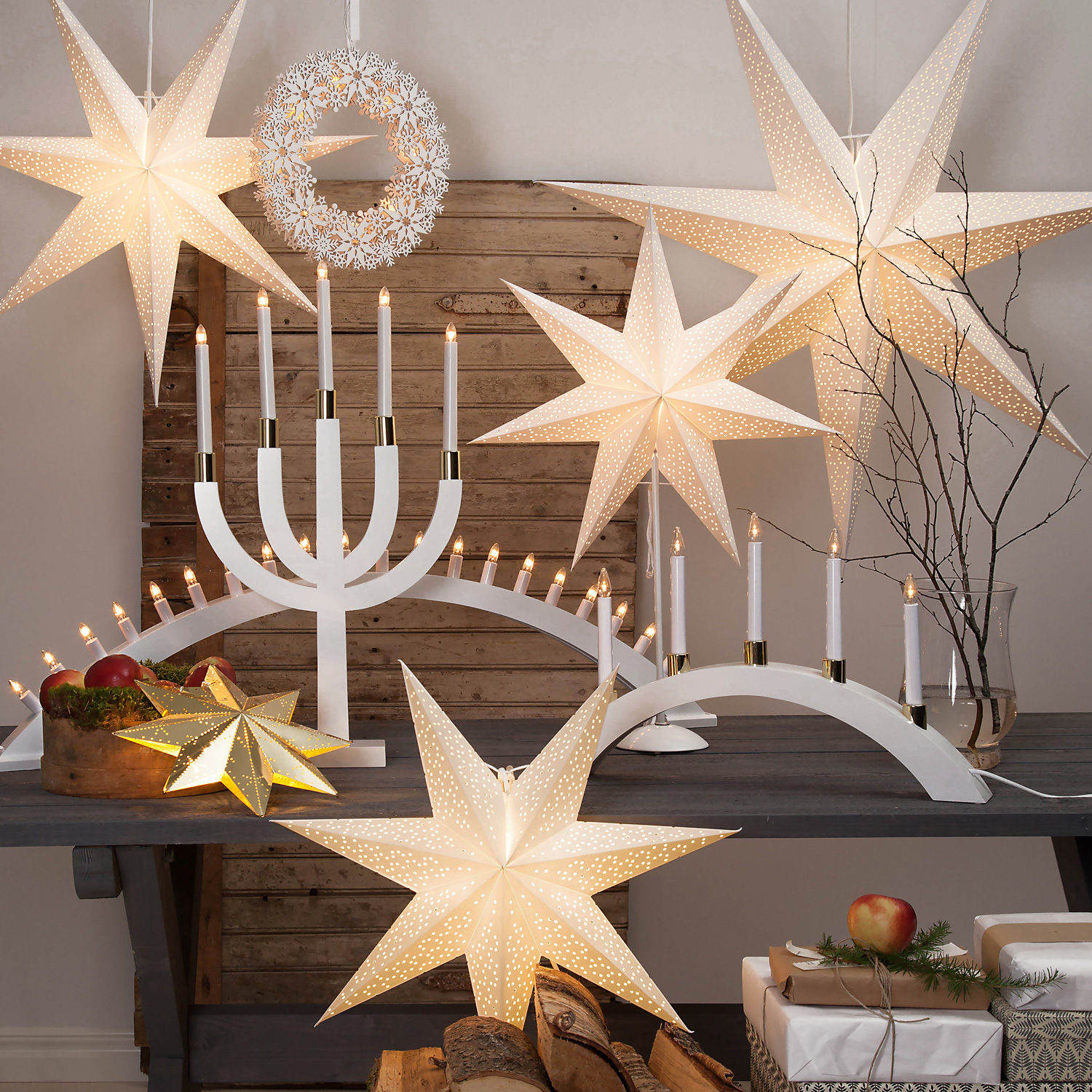 Papierstern Dot - hängend - 7-zackig - D: 70cm - inkl. E14 Fassung u. Kabel - creme Papierstern Dot - hängend - 7-zackig - D: 70cm - inkl. E14 Fassung u. Kabel - creme