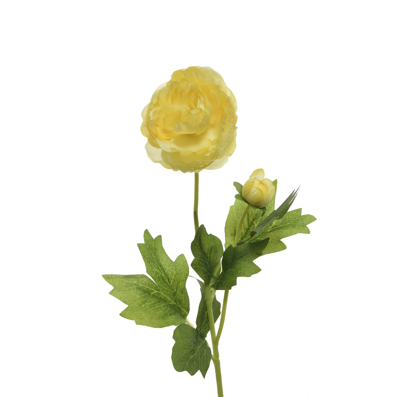 Ranunkel mit Blüte und Knospe am Stiel - Kunstblume - H: 57cm - gelb Ranunkel mit Blüte und Knospe am Stiel - Kunstblume - H: 57cm - gelb