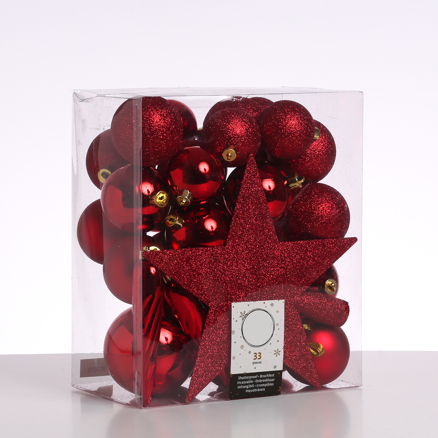 Christbaumkugel - Weihnachtsbaumkugel - bruchfest - glänzend, matt und glitzernd - rot - 33er Set Christbaumkugel - Weihnachtsbaumkugel - bruchfest - glänzend, matt und glitzernd - rot - 33er Set