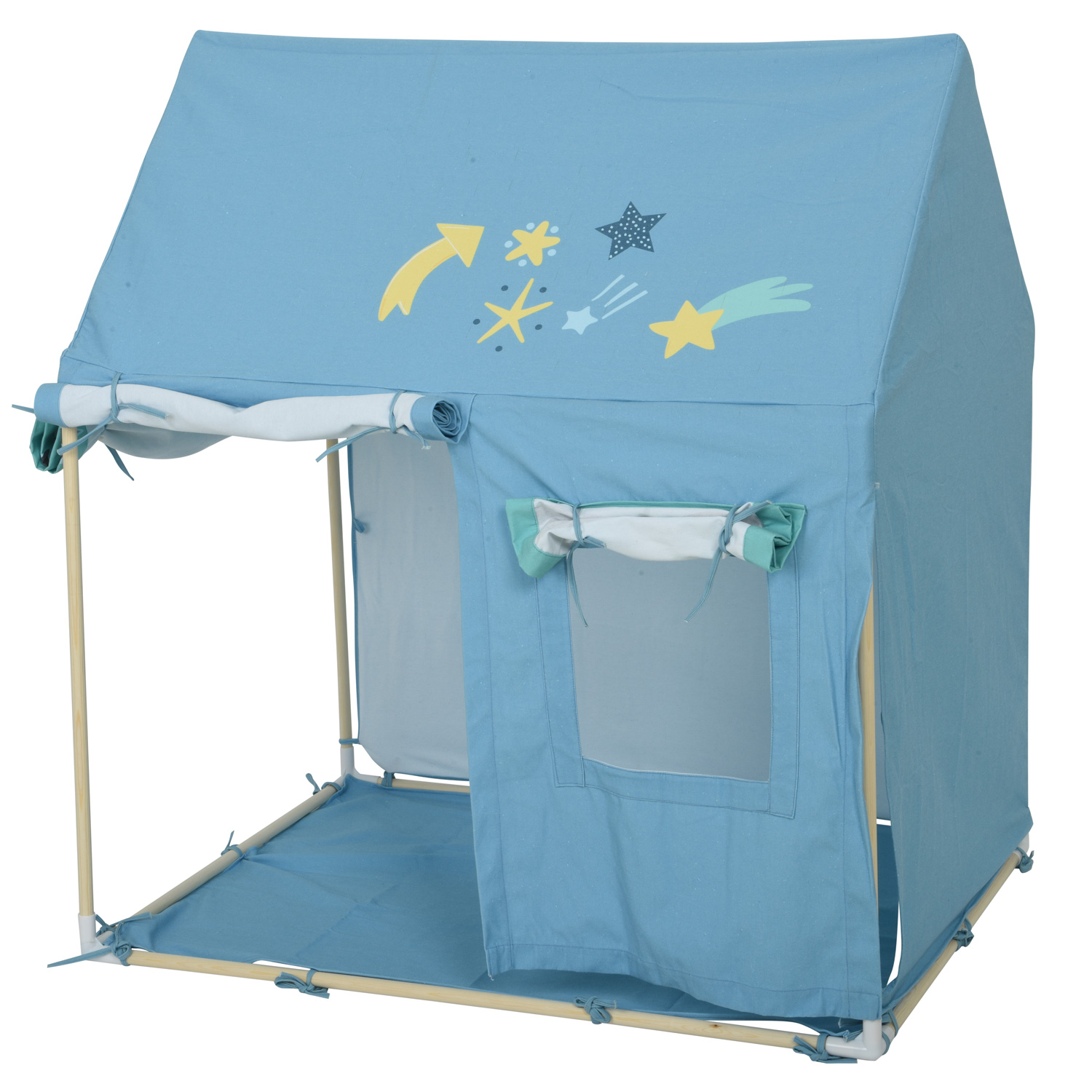 Spielzelt Katze COSMO - Spielhaus für Kinder - Polyester u. Baumwolle - L: 1,10m - H: 1,20m - blau