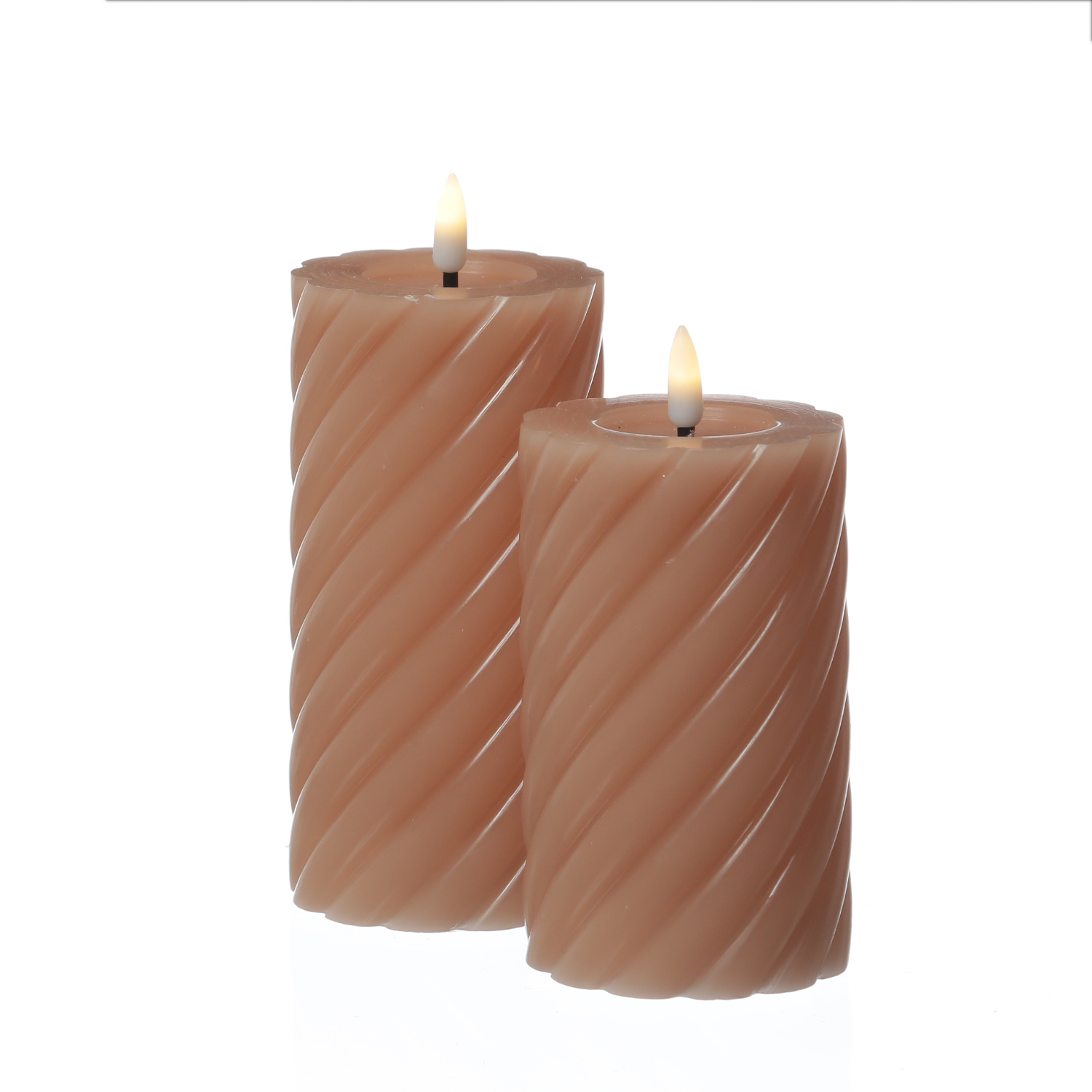 LED Stumpenkerze TWIST - Echtwachs - warmweiße 3D Flamme - H: 15cm - Batterie - Timer - altrosa LED Stumpenkerze TWIST - Echtwachs - warmweiße 3D Flamme - H: 15cm - Batterie - Timer - altrosa