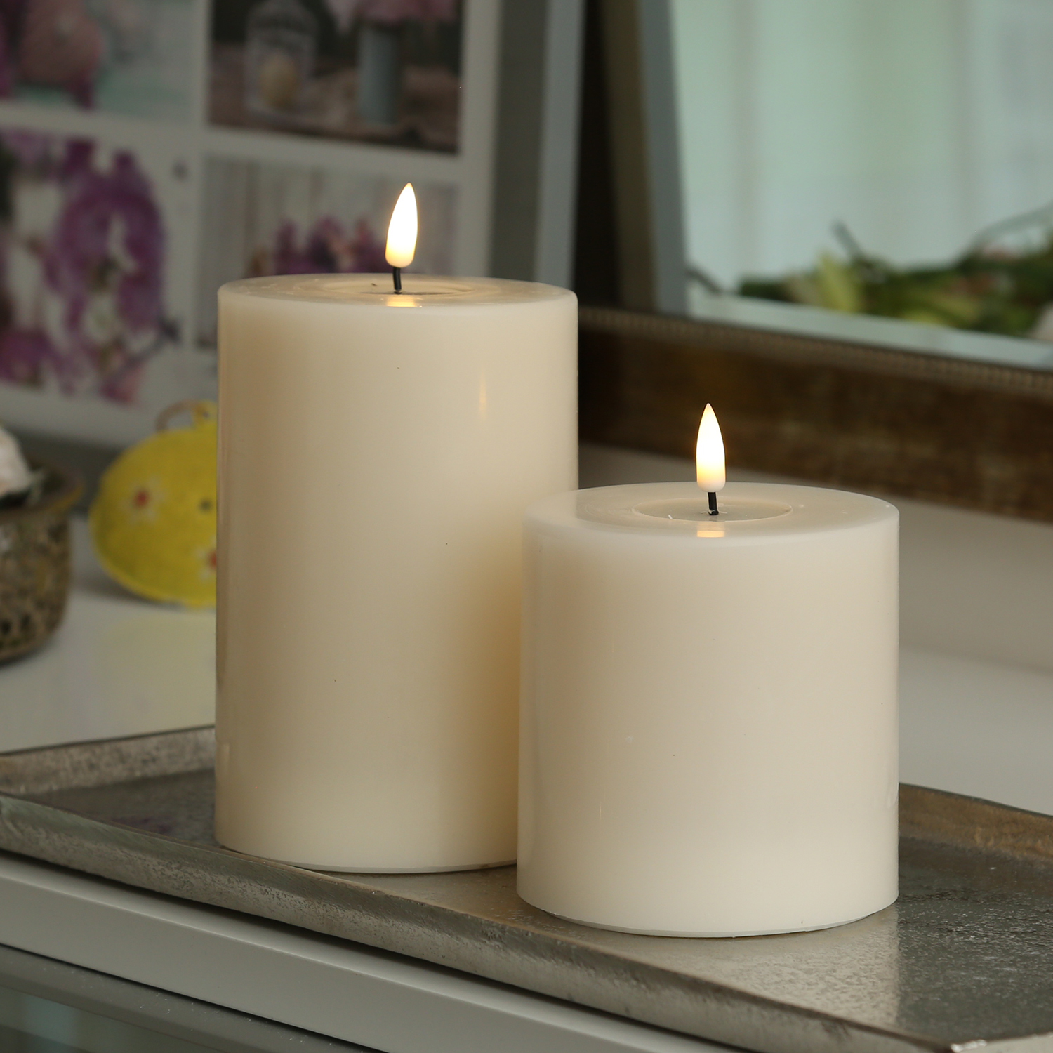 LED Stumpenkerze MIA - Echtwachs - realistische 3D Flamme - H: 15cm D:10cm - Batteriebetrieb - creme LED Stumpenkerze MIA - Echtwachs - realistische 3D Flamme - H: 15cm D:10cm - Batteriebetrieb - creme