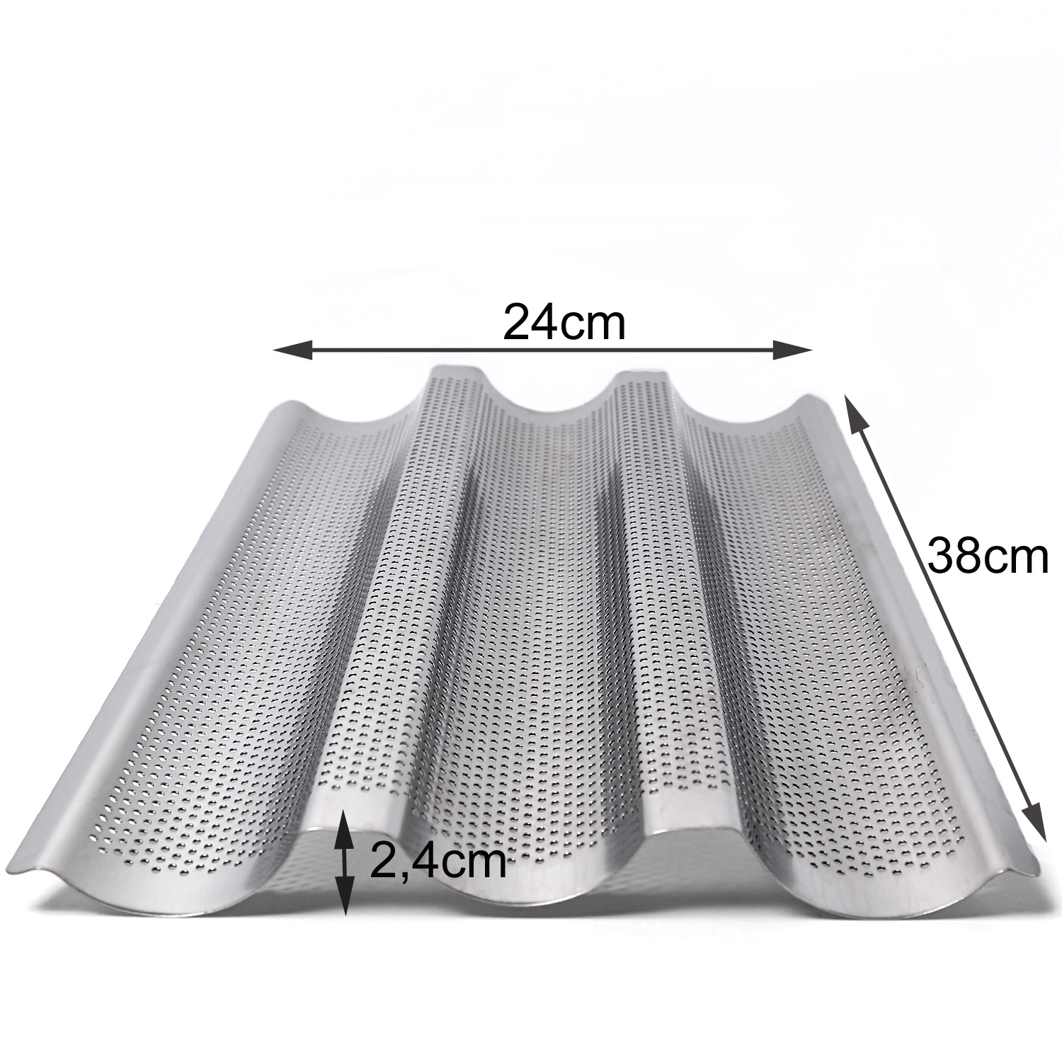 Baguetteblech für 3 Brote - Ideal für Knoblauch-/Kräuterbaguette - 38cm - Edelstahl