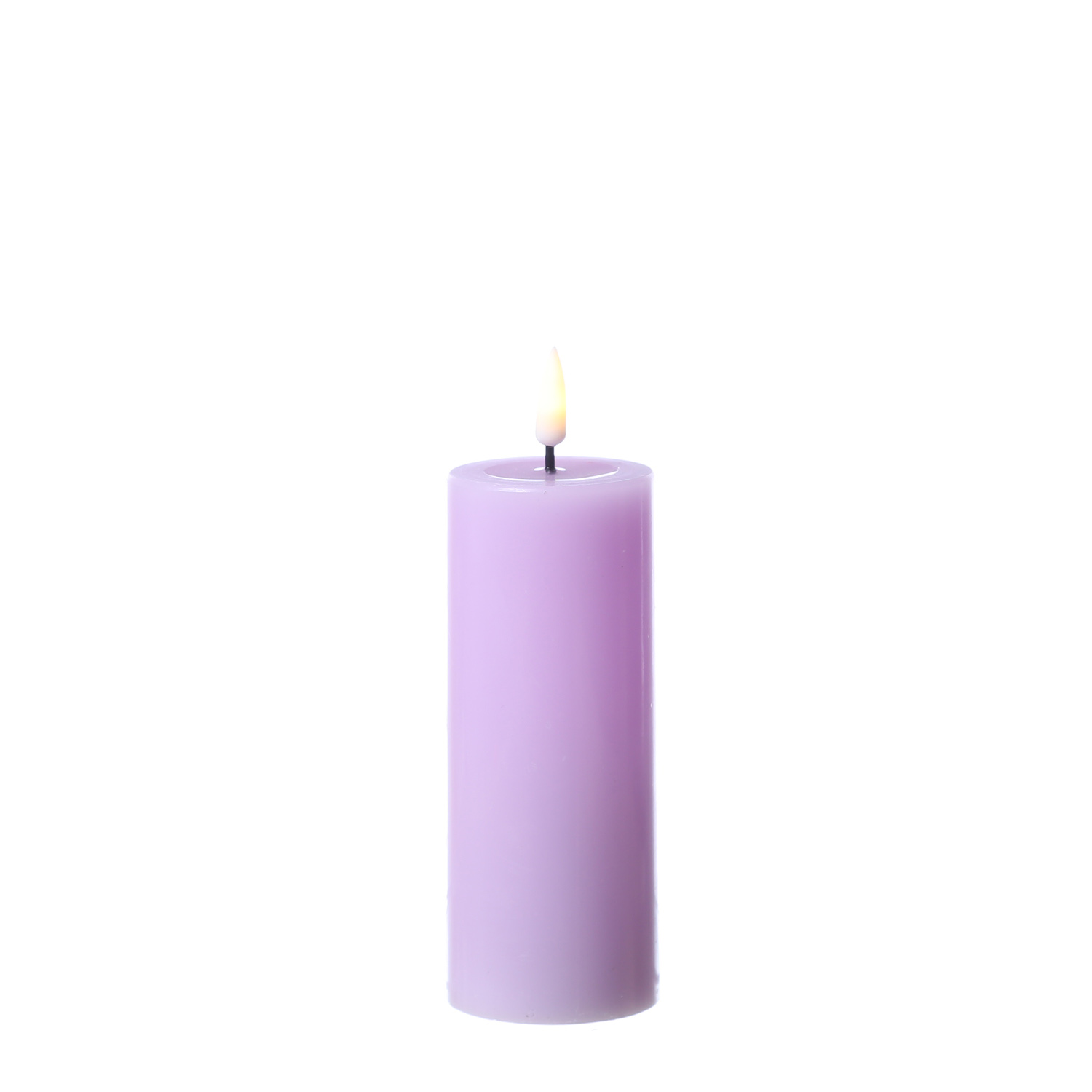 LED Stumpenkerze MIA - Echtwachs - realistische 3D Flamme - H: 12,5cm - D: 5cm - lavendel LED Stumpenkerze MIA - Echtwachs - realistische 3D Flamme - H: 12,5cm - D: 5cm - lavendel