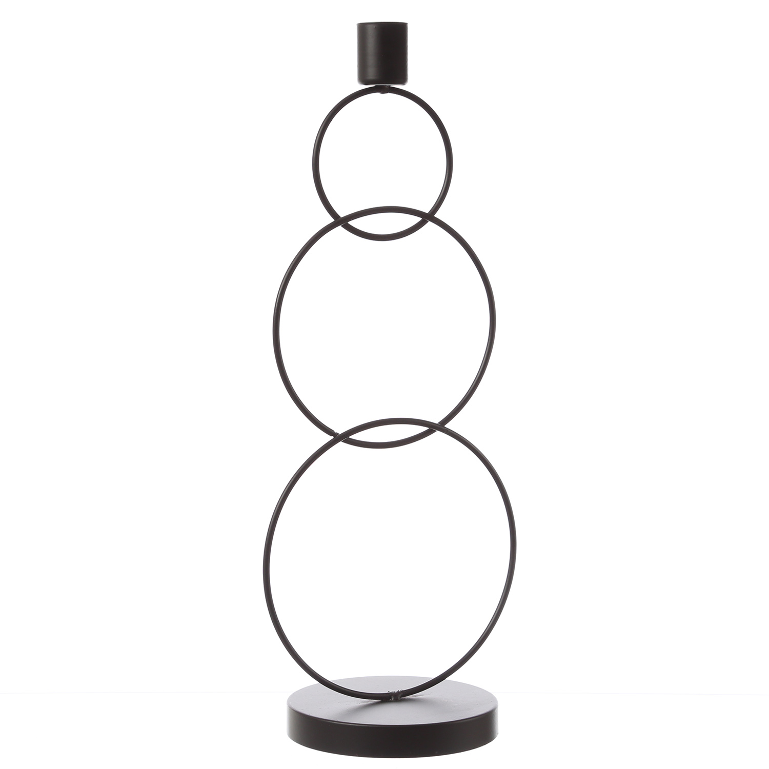 Stabkerzenhalter - Kerzenständer - 3 Ringe - Eisen - H: 35,5cm - schwarz Stabkerzenhalter - Kerzenständer - 3 Ringe - Eisen - H: 35,5cm - schwarz