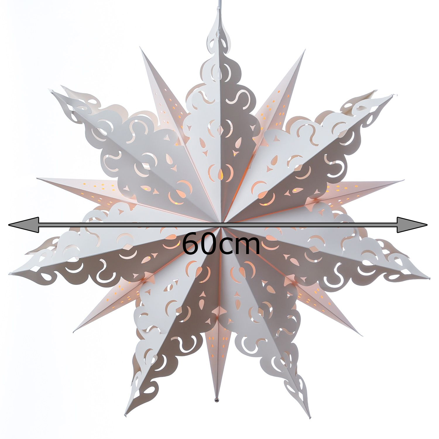 Papierstern CRYSTAL - hängend - D 62cm - inkl. E14 Fassung und Kabel - weiß Papierstern CRYSTAL - hängend - D 62cm - inkl. E14 Fassung und Kabel - weiß