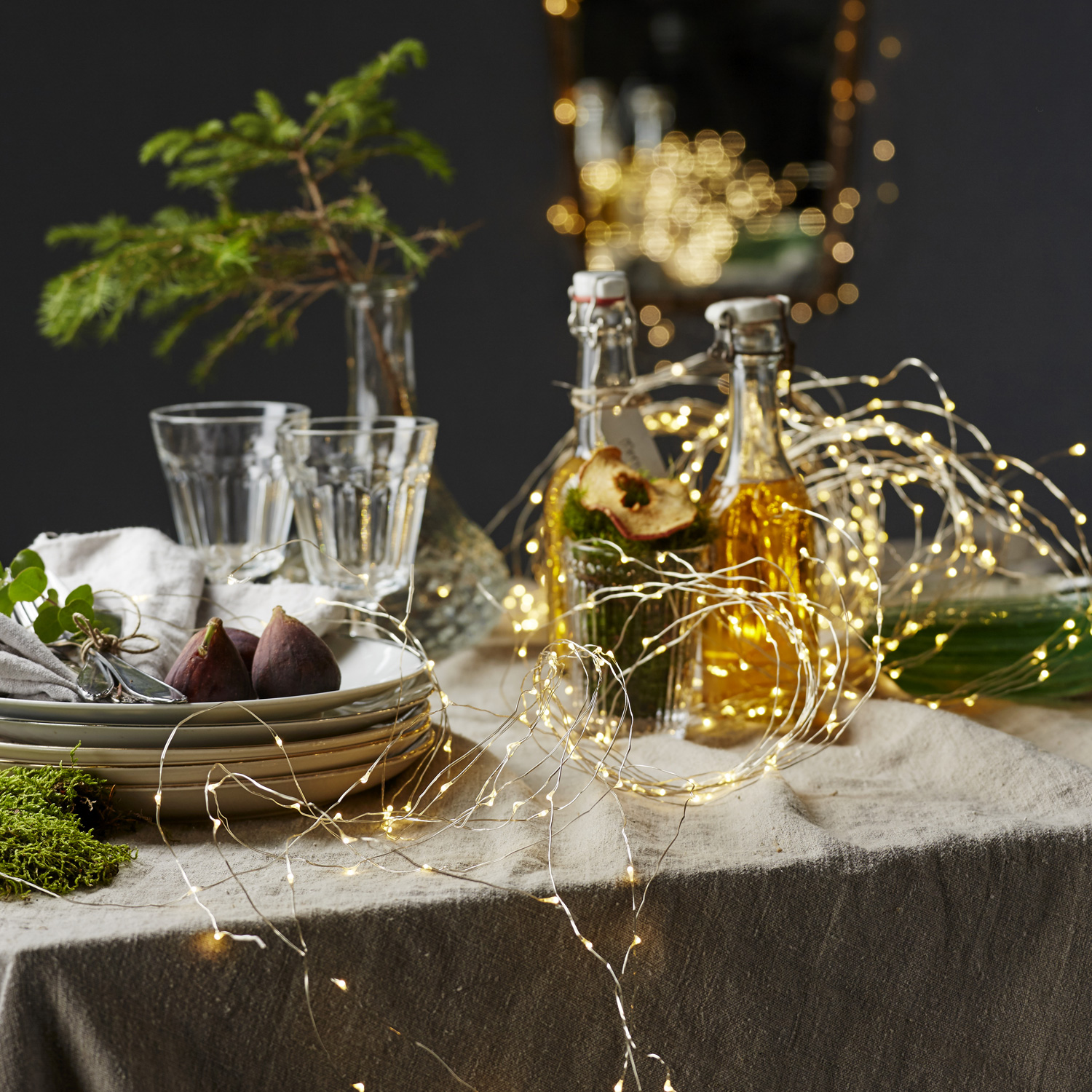 LED Fächer mit 40 warmweißen micro LED - Batterie - Unterwasserbetrieb - 8 Stränge - 45cm