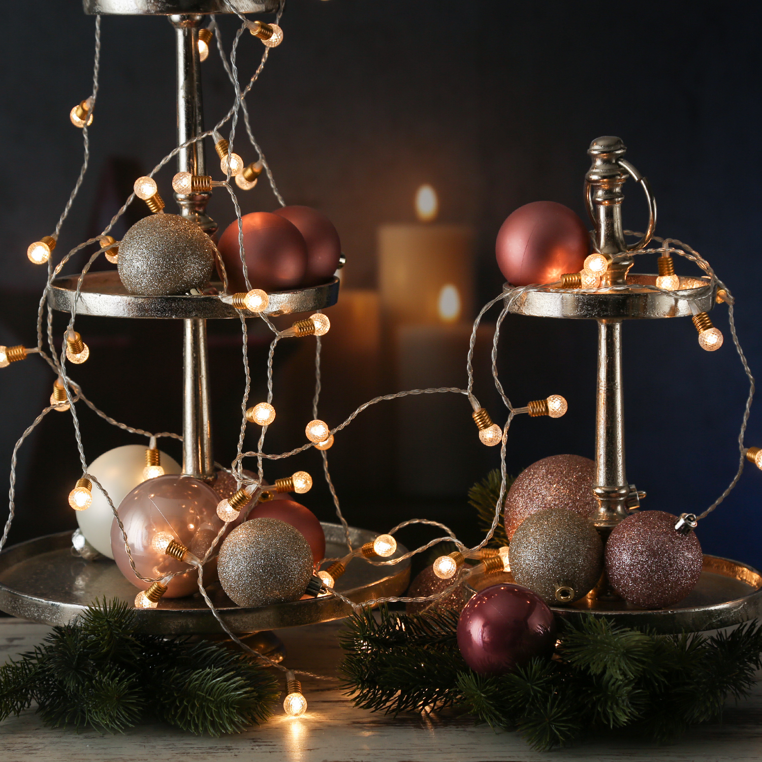 LED Lichterkette VINTAGE - 180 transparente Mini Kristall Kugeln - 8 Funkt. - Timer - L: 18m LED Lichterkette VINTAGE - 180 transparente Mini Kristall Kugeln - 8 Funkt. - Timer - L: 18m